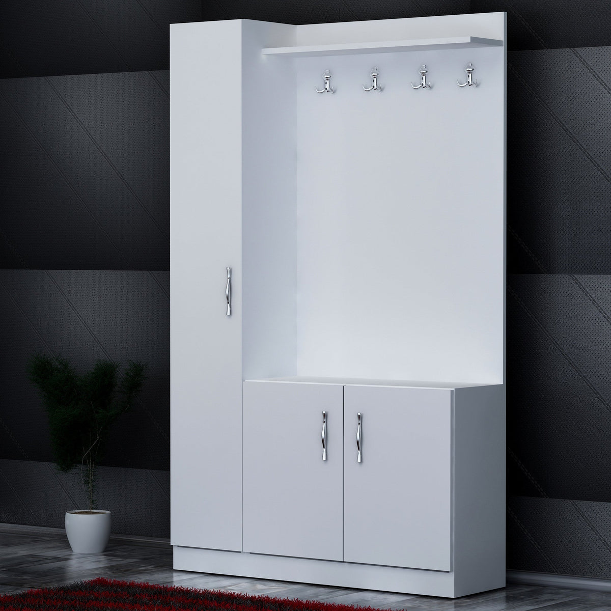 Garderoba hol Naturel, din PAL melaminat, alb, 110x32x180 cm