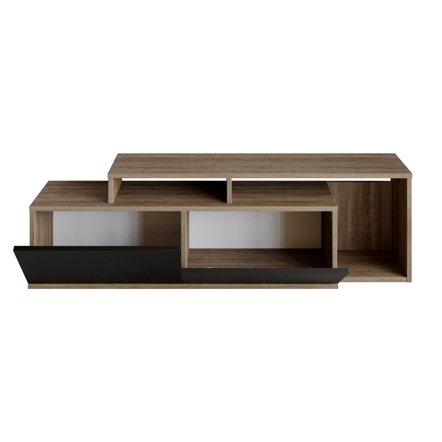 Comoda TV Nexera, negru/nuc, PAL melaminat, 150x43x35 cm