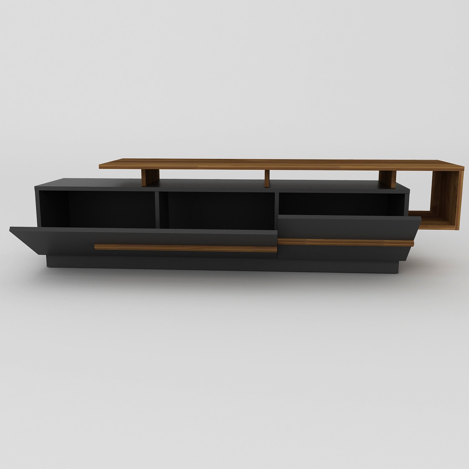 Comoda TV Pia, negru/nuc, PAL melaminat, 180x46x39 cm