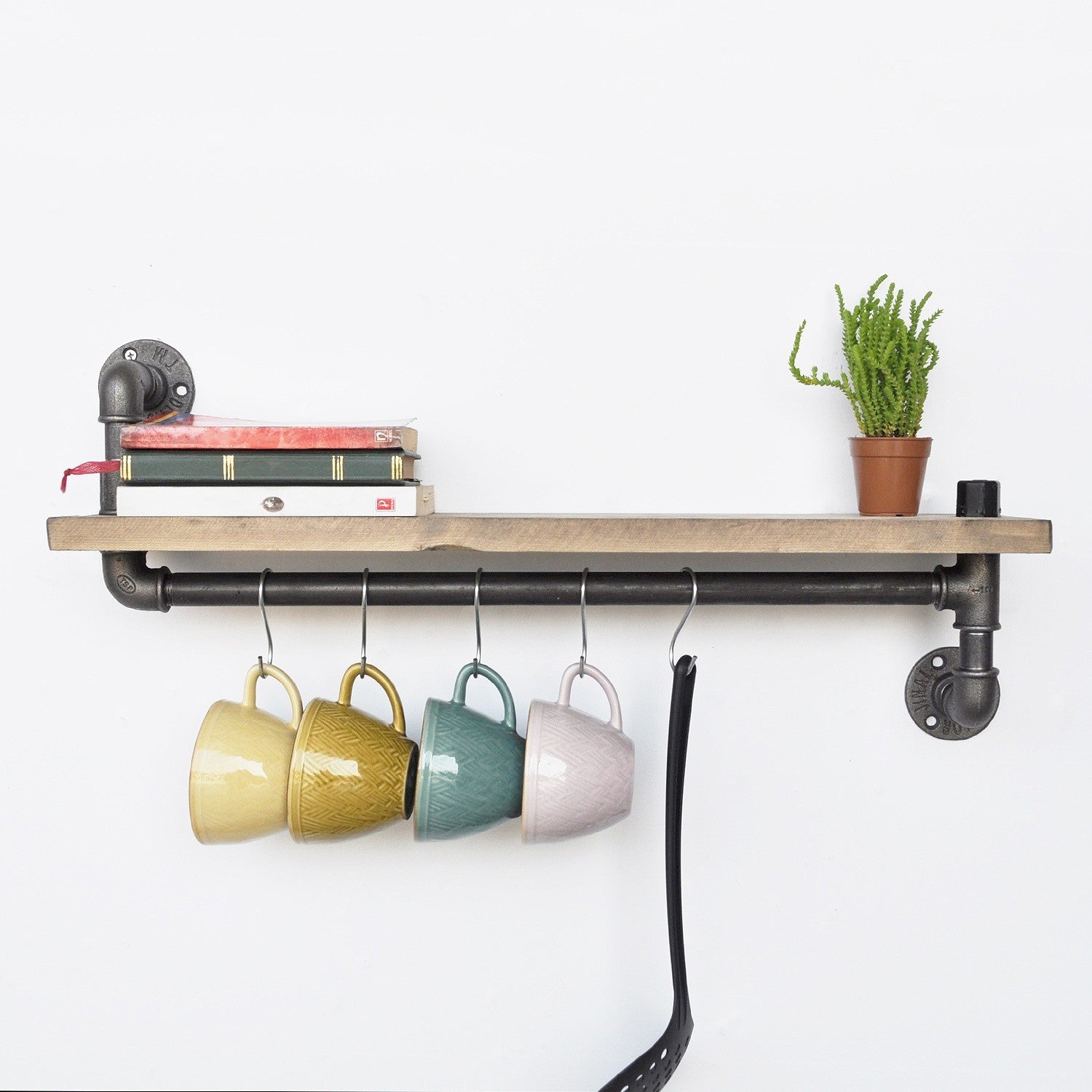 Raft bucatarie BoruRaf008, lemn de molid/metal, 60x35x14 cm