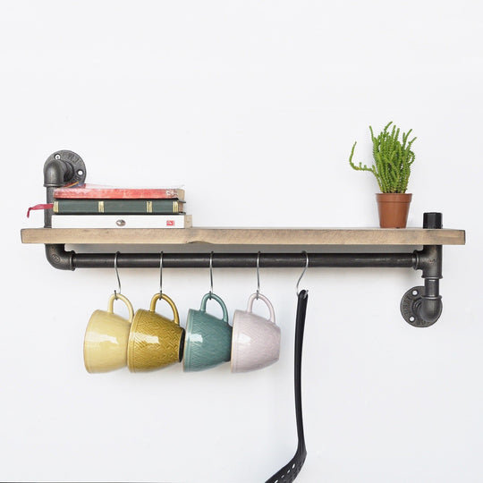 Raft bucatarie BoruRaf008, lemn de molid/metal, 60x35x14 cm