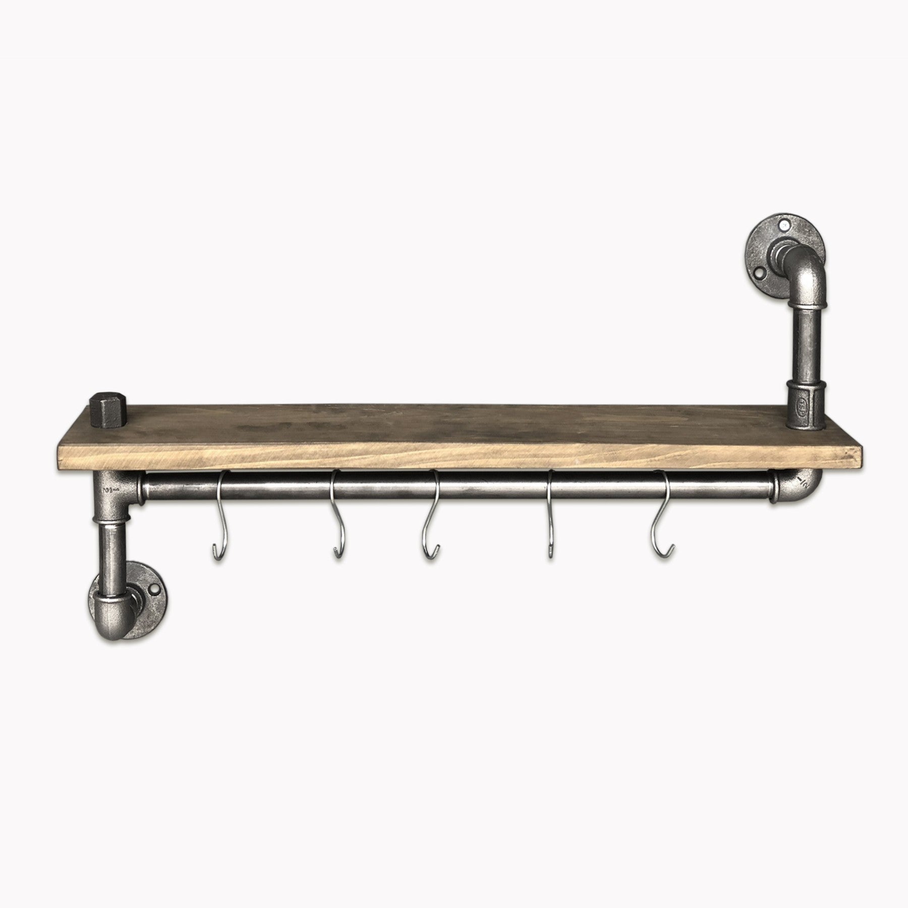 Raft bucatarie BoruRaf008, lemn de molid/metal, 60x35x14 cm