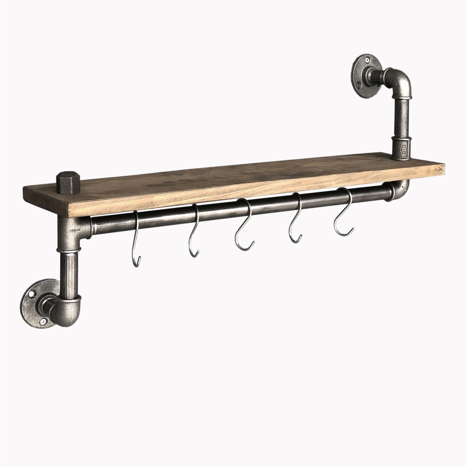 Raft bucatarie BoruRaf008, lemn de molid/metal, 60x35x14 cm