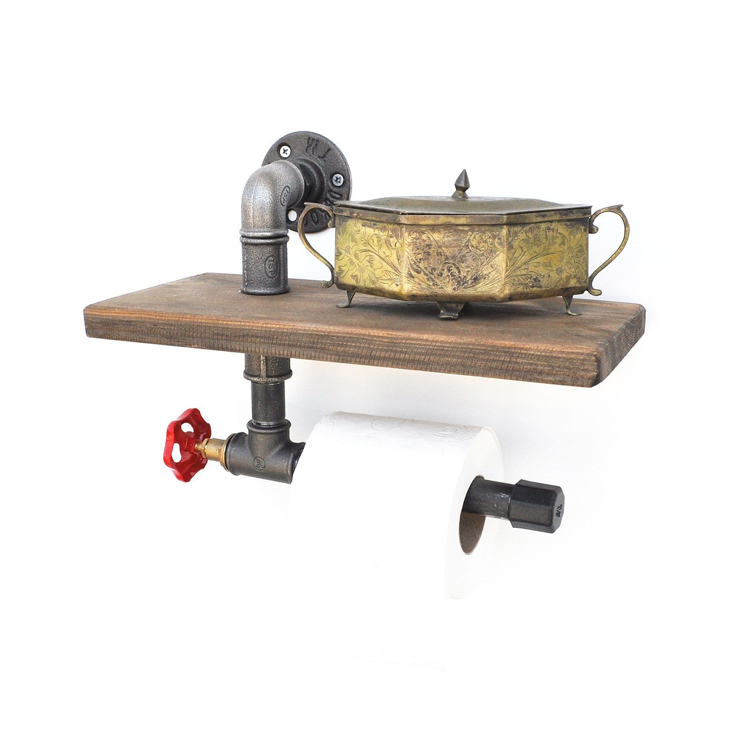 Suport pentru hartie igienica Boruraf175, metal/lemn molid, 31x22x14 cm