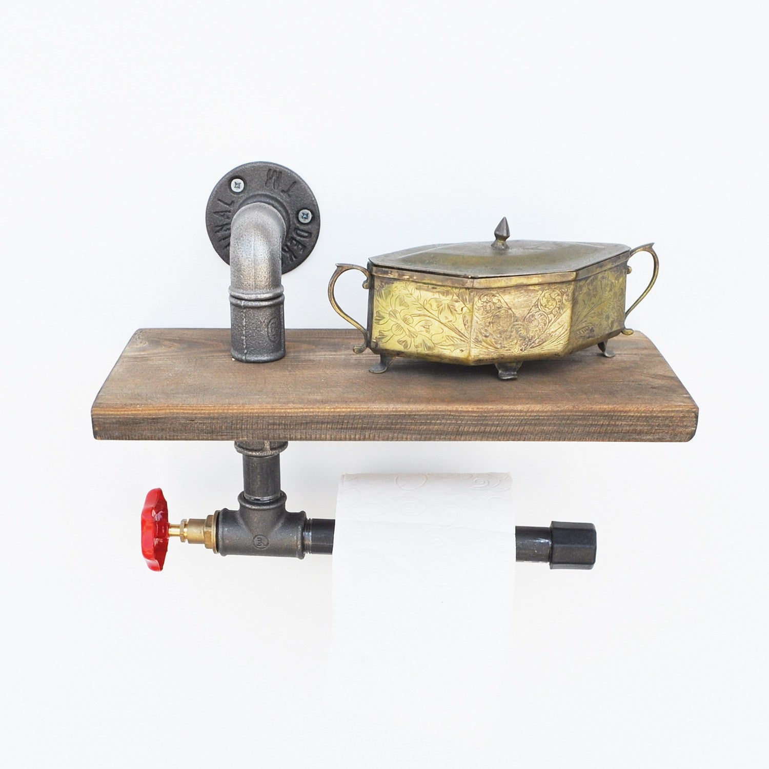 Suport pentru hartie igienica Boruraf175, metal/lemn molid, 31x22x14 cm