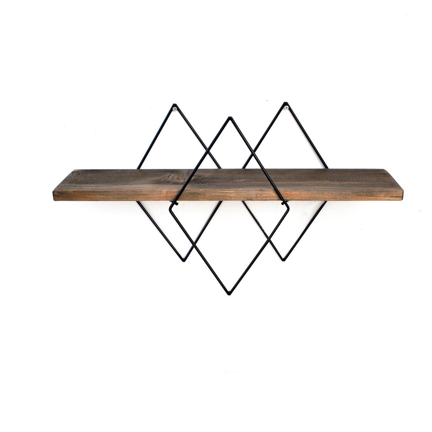 Raft WR033, maro/negru, lemn de molid/metal, 60x15x31 cm