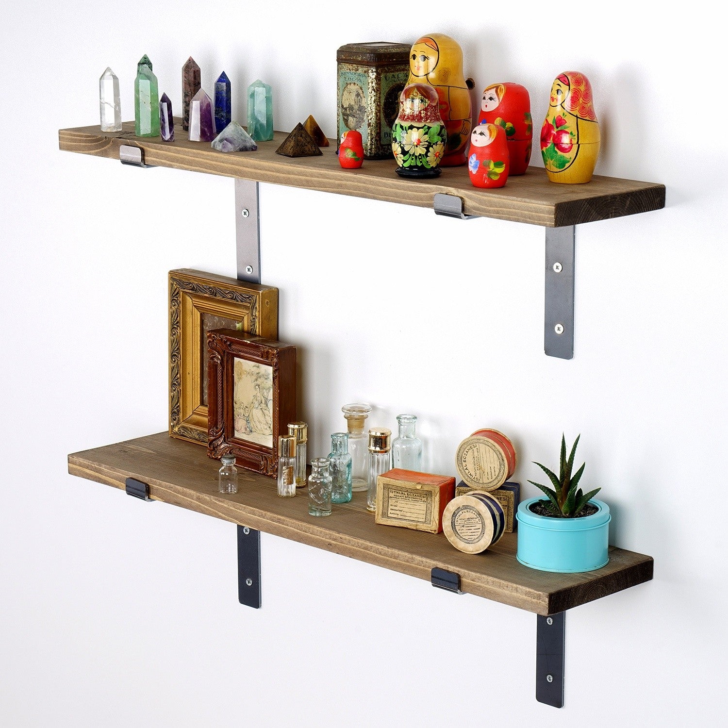 Set Rafturi LAM006, din lemn de molid, 60x14x16 cm