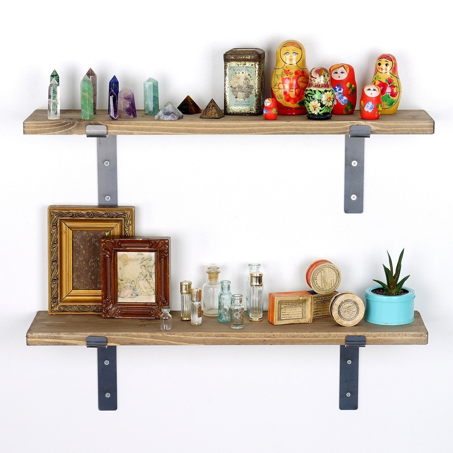 Set Rafturi LAM006, din lemn de molid, 60x14x16 cm