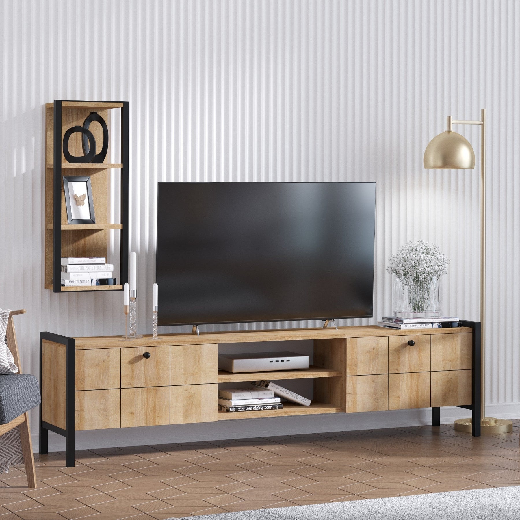 Set Living Paola, din PAL melaminat, 180x34x45 cm