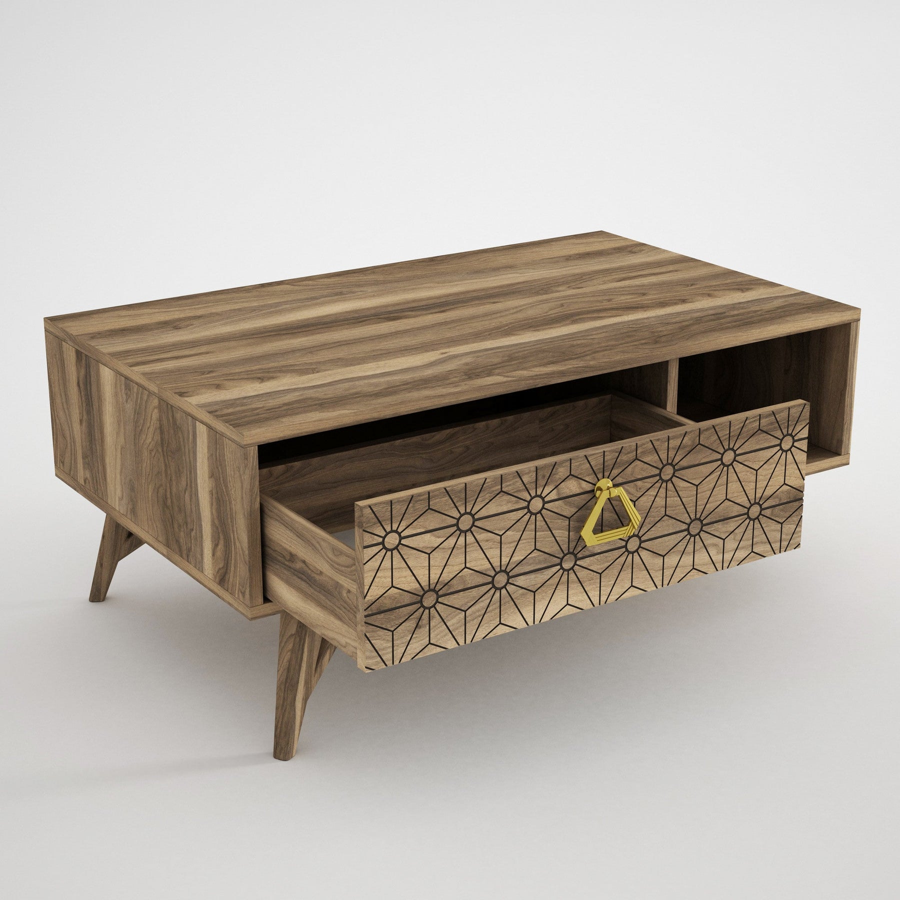 Masuta cafea Yakamoz, nuc, PAL melaminat, 90x43x60 cm