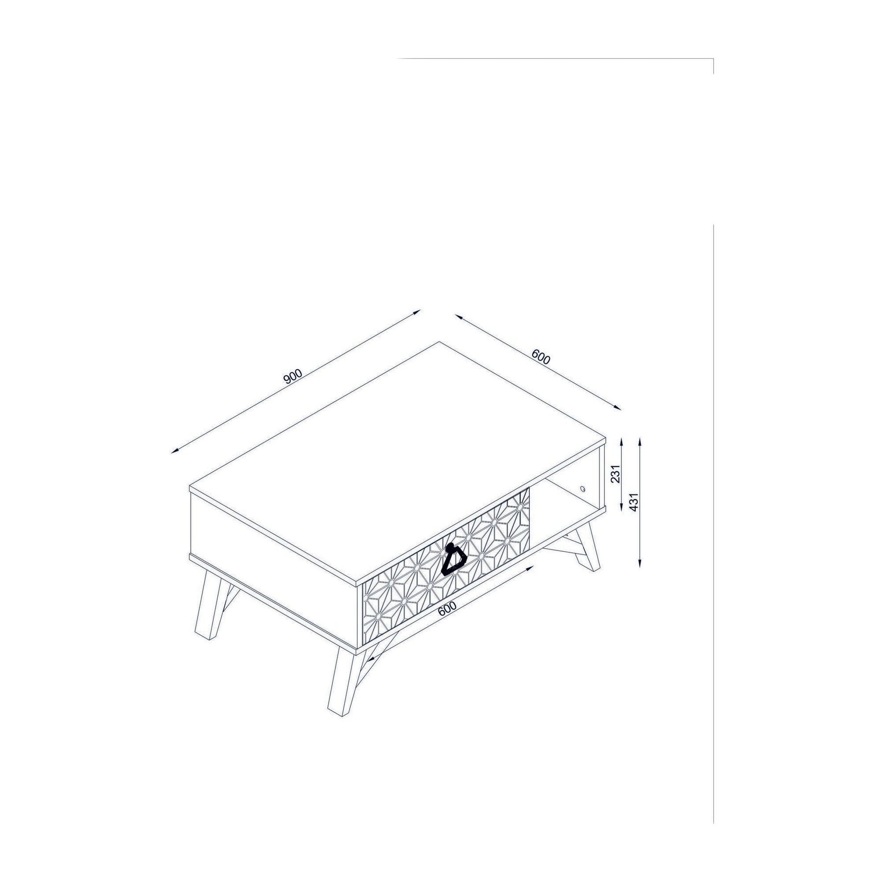 Masuta cafea Yakamoz, nuc, PAL melaminat, 90x43x60 cm