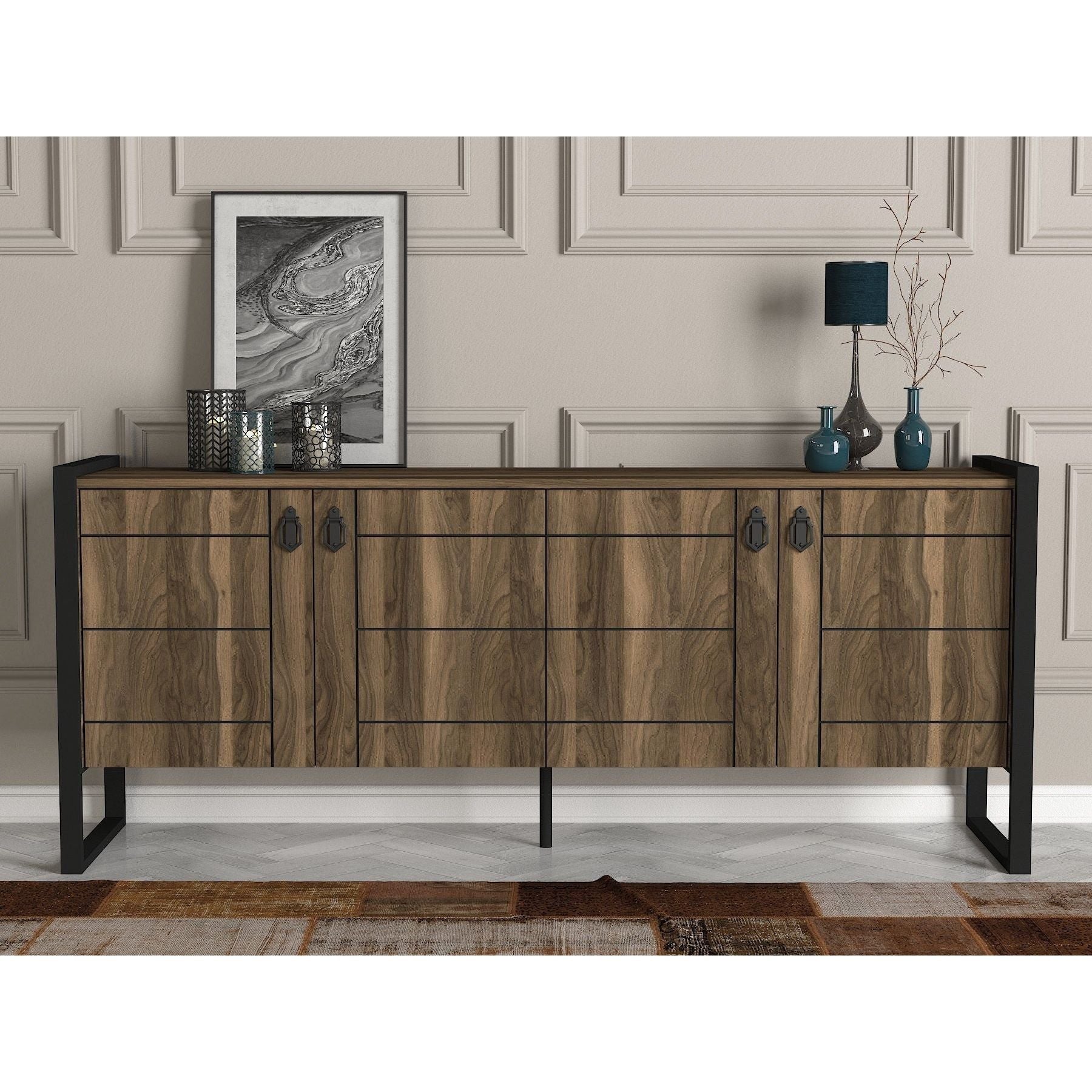 Comoda Lost Console, din PAL melaminat, alun, 180x45x78 cm