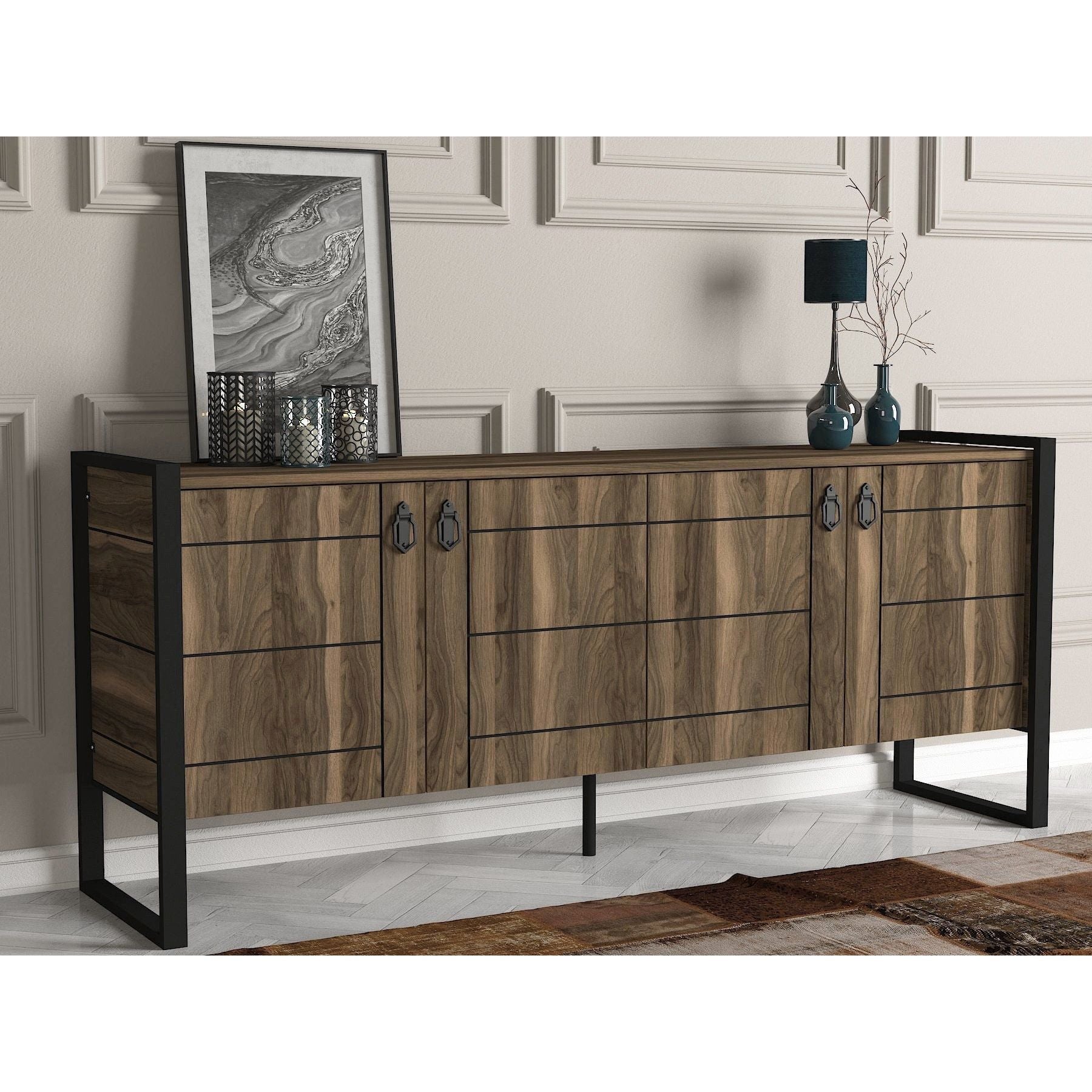 Comoda Lost Console, din PAL melaminat, alun, 180x45x78 cm