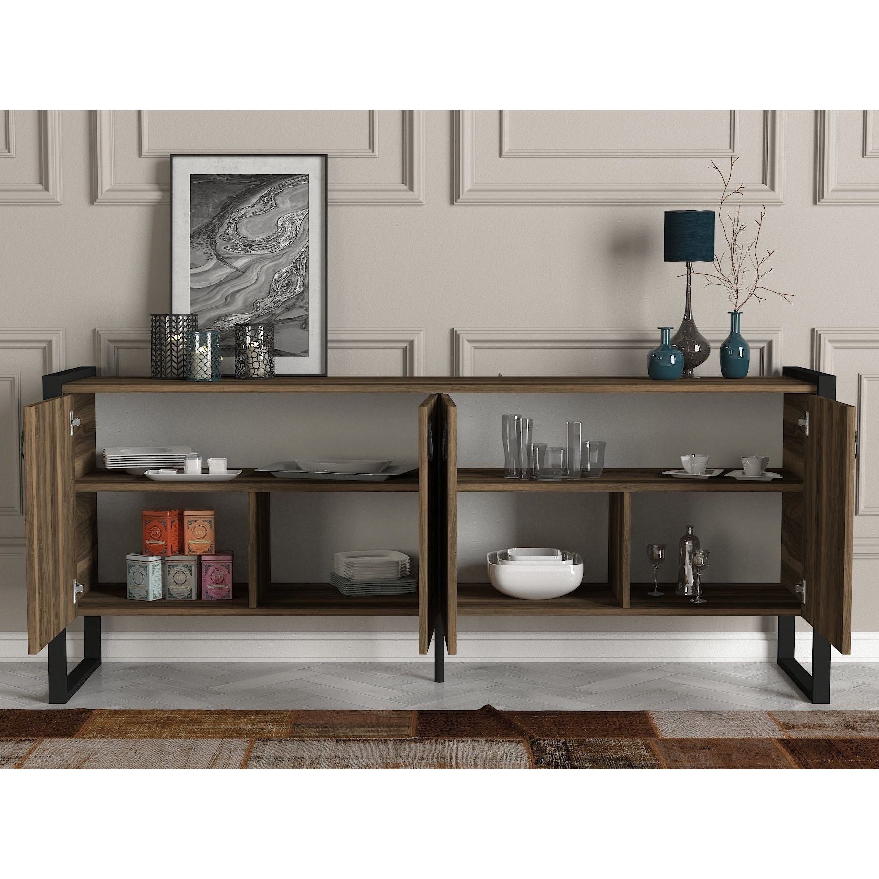 Comoda Lost Console, din PAL melaminat, alun, 180x45x78 cm