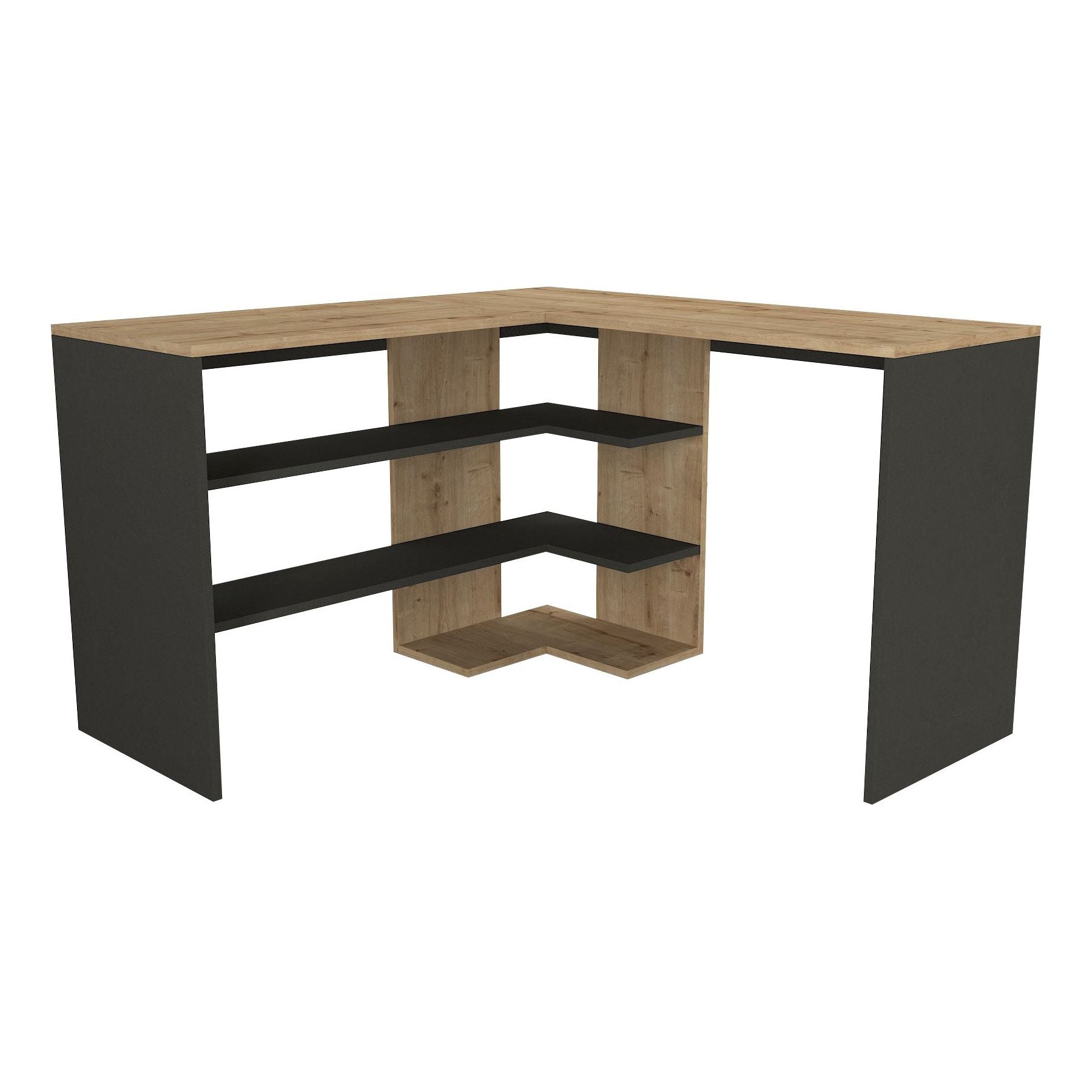 Birou Stylo, stejar/gri, PAL melaminat, 120x74x120 cm