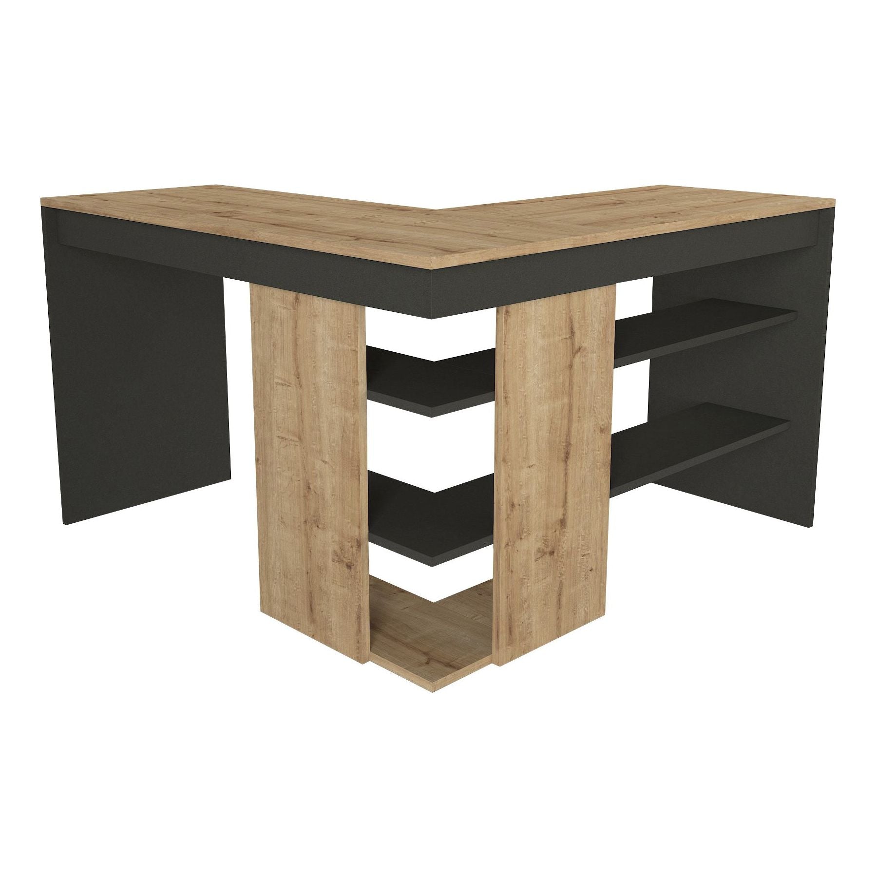 Birou Stylo, stejar/gri, PAL melaminat, 120x74x120 cm