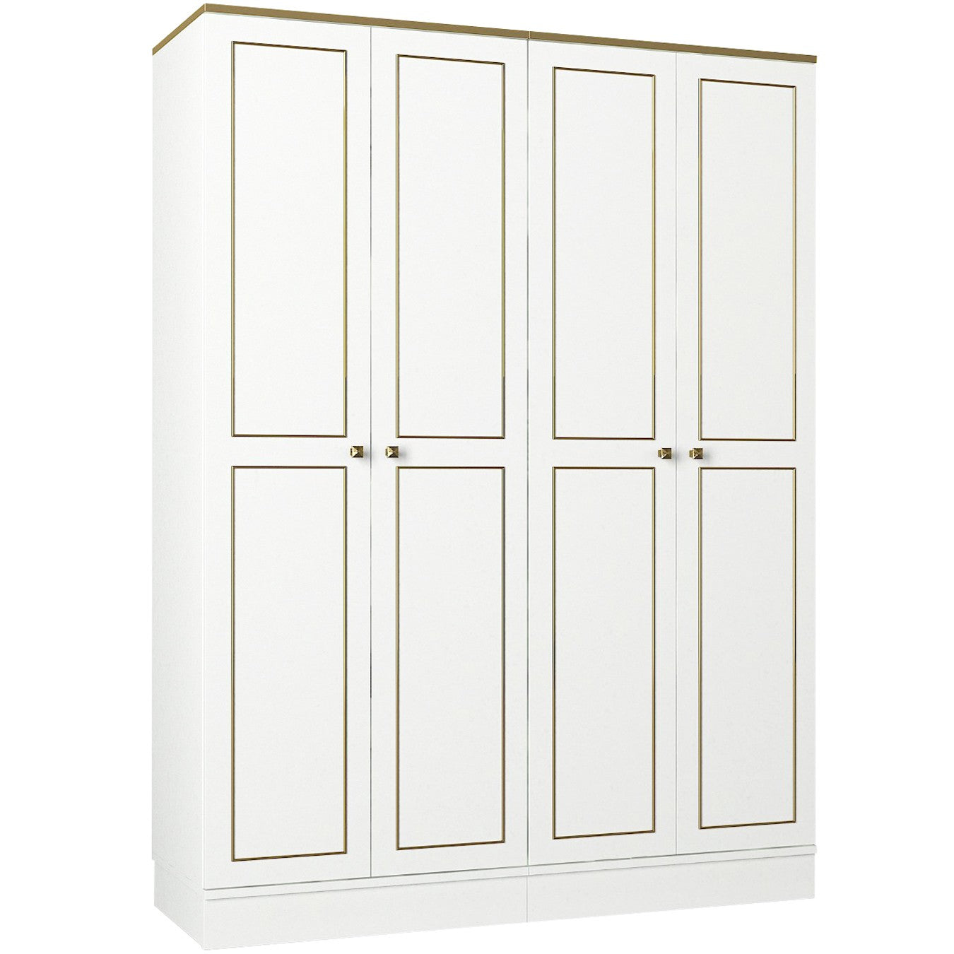 Dulap cu 4 usi Ravenna, din PAL melaminat, alb, 140x47x194 cm
