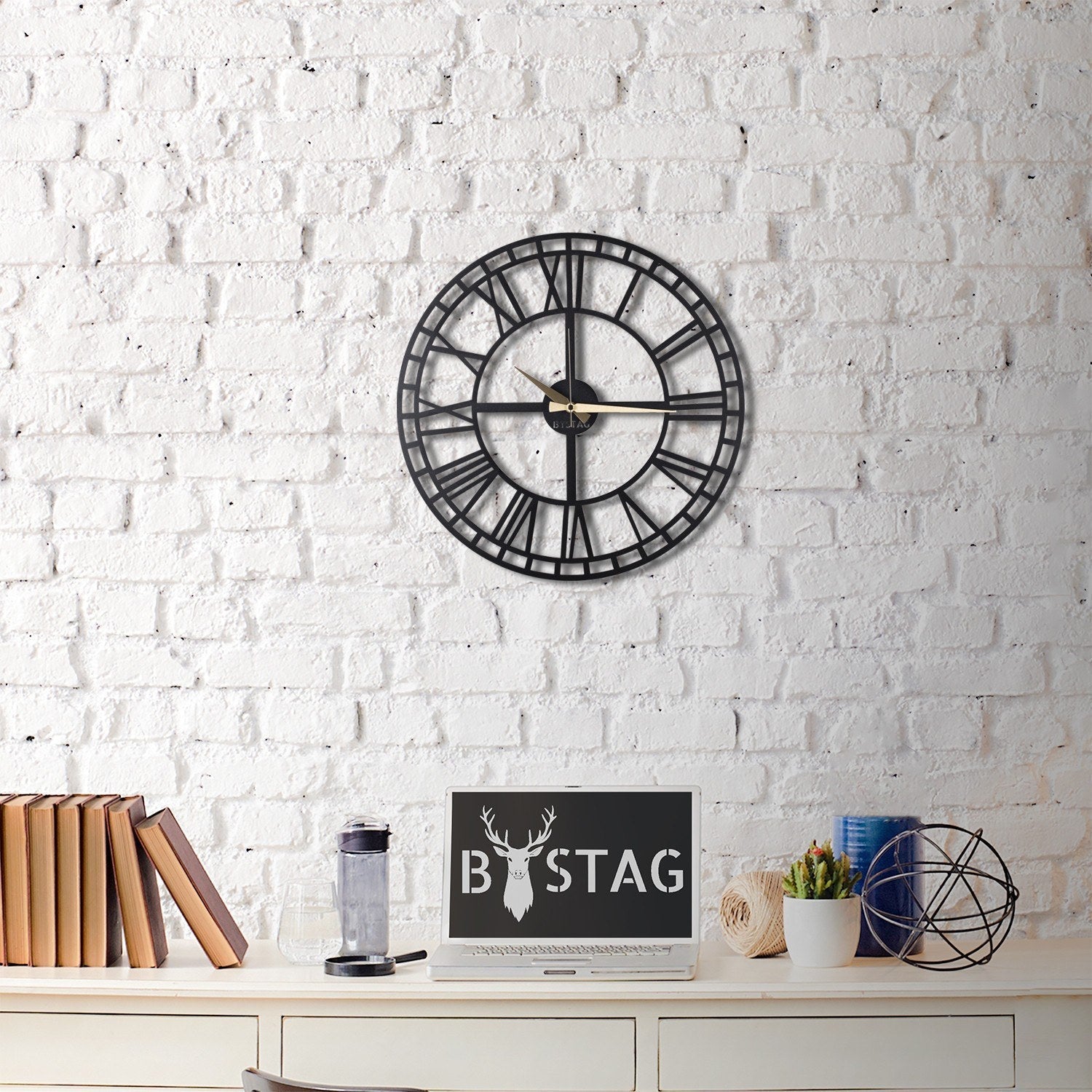 Ceas perete Classic, negru, metal, 50x50 cm