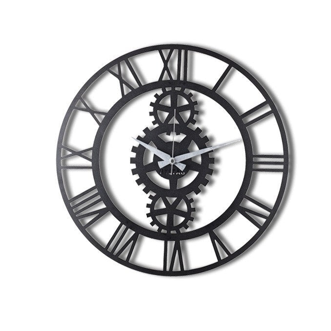 Ceas de perete Gear XL, negru, metal, 70x70 cm