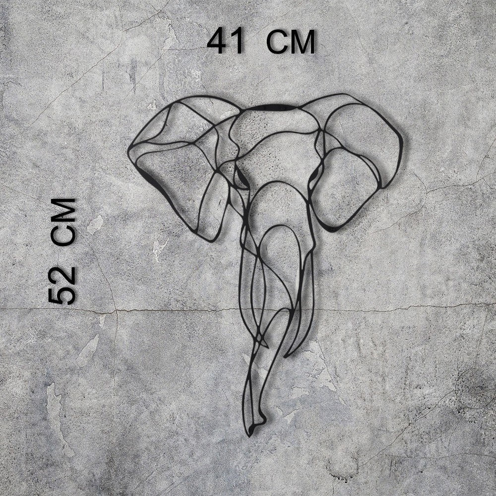 Accesoriu decorativ Elephant 2, negru, metal, 52x41 cm