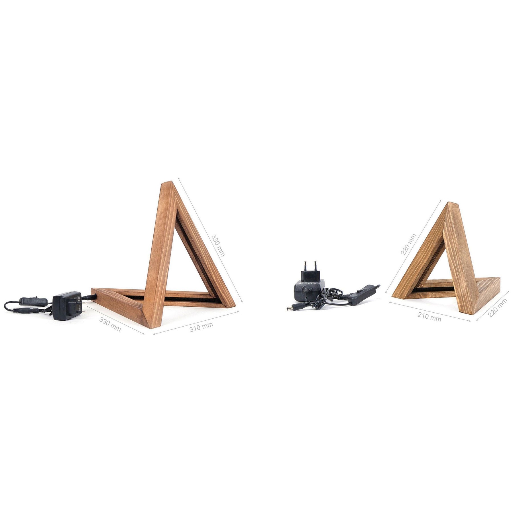 Set 2 lampi de masa KN03, maro, lemn, 33x33/22x22 cm