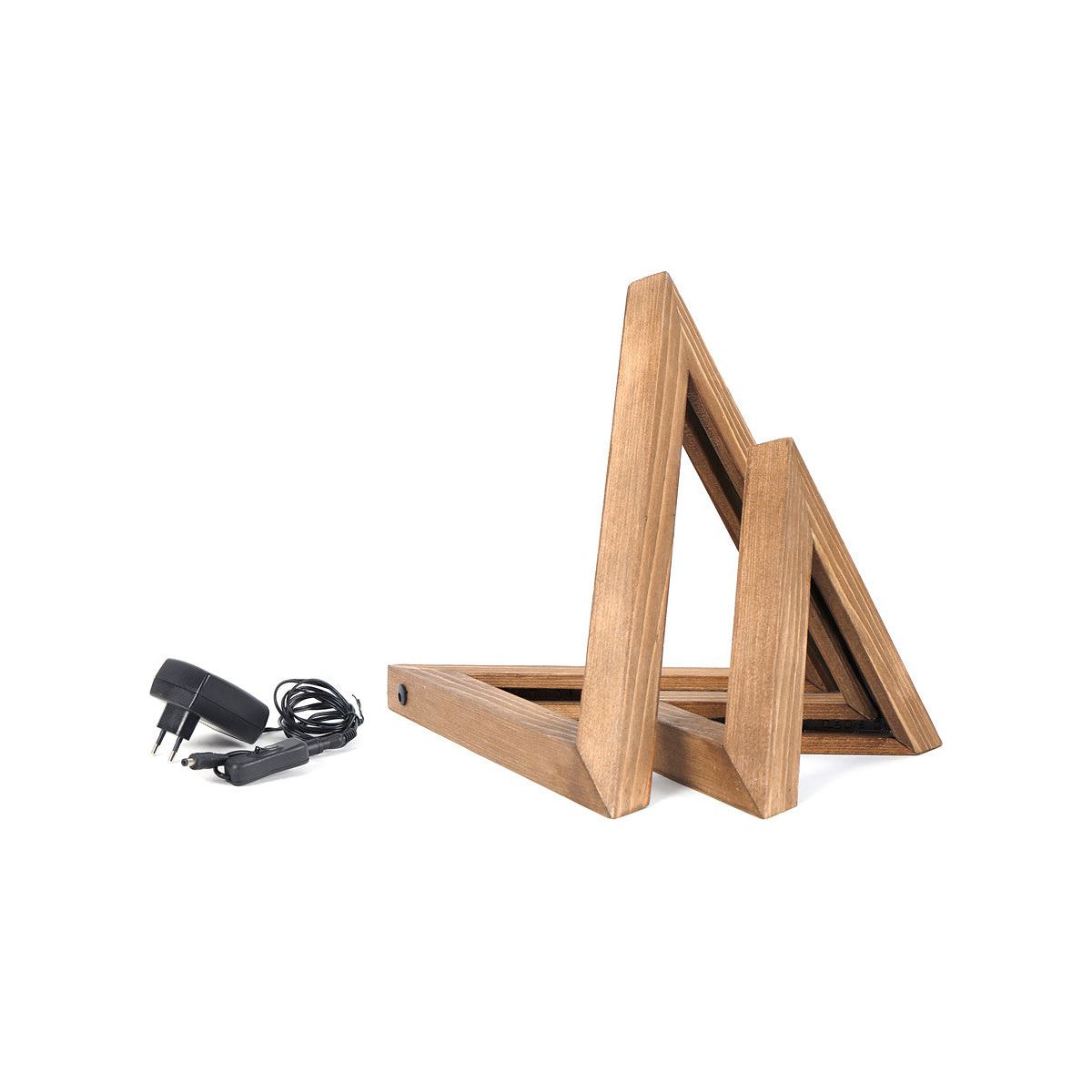 Set 2 lampi de masa KN03, maro, lemn, 33x33/22x22 cm