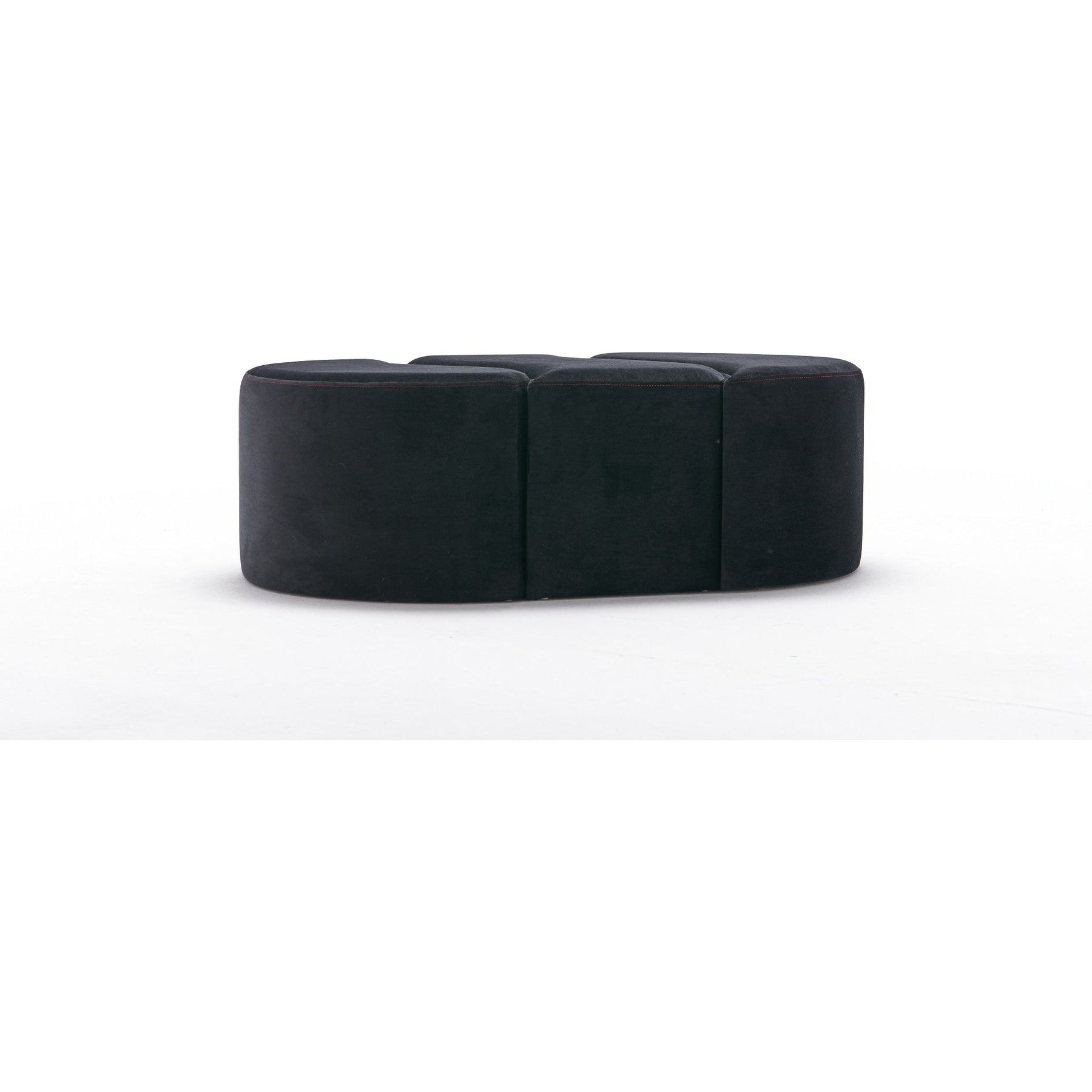 Set 3 taburete Alya, negru, stofa catifelata, 120x80x40 cm