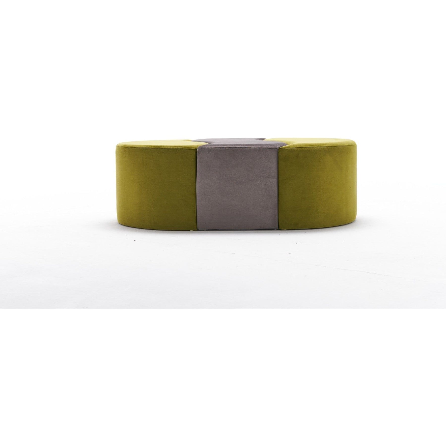 Set 3 taburete Alya, verde/gri, stofa catifelata, 120x80x40 cm