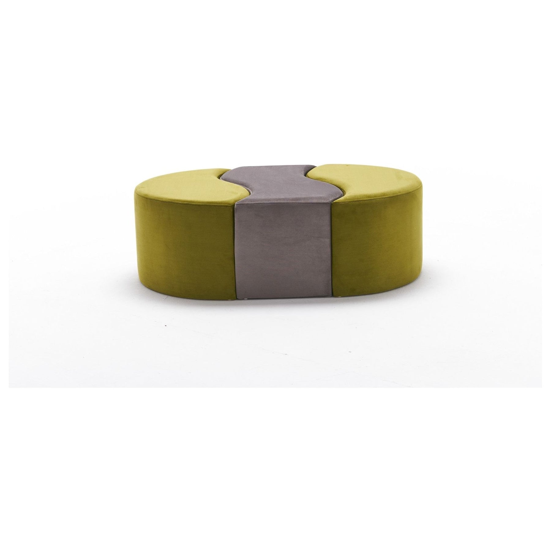Set 3 taburete Alya, verde/gri, stofa catifelata, 120x80x40 cm