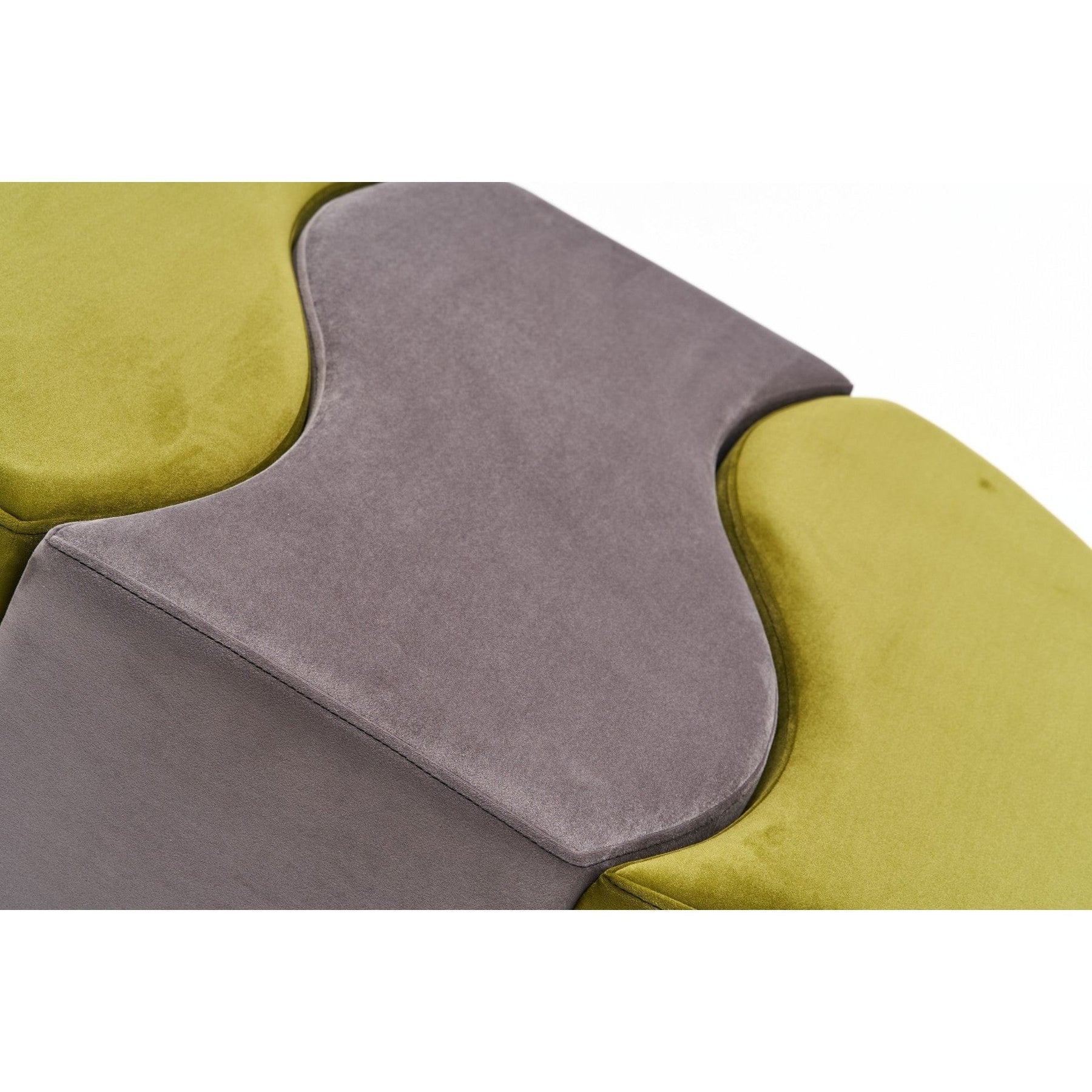 Set 3 taburete Alya, verde/gri, stofa catifelata, 120x80x40 cm
