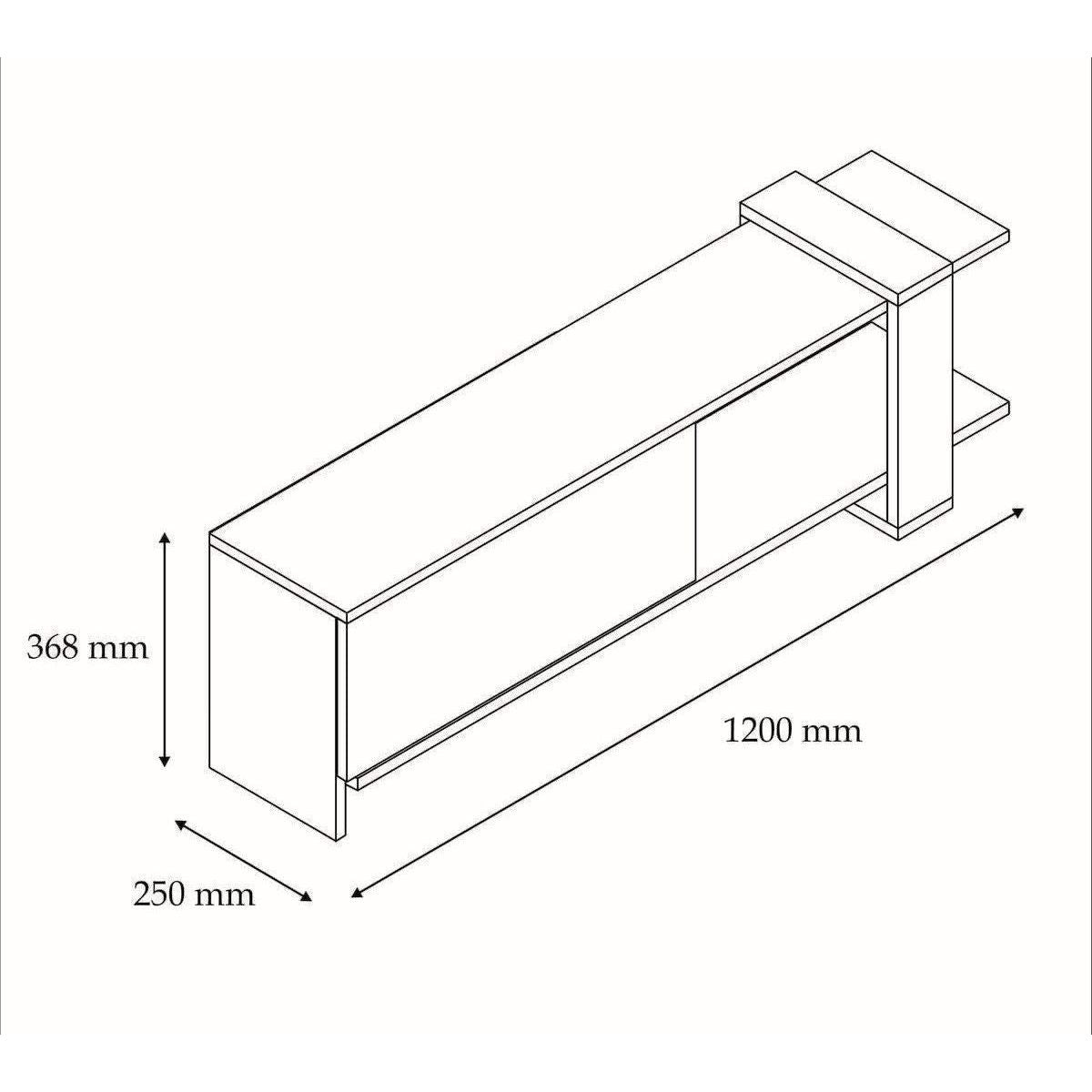 Comoda TV Ova, stejar/gri, PAL melaminat, 120x37x25 cm