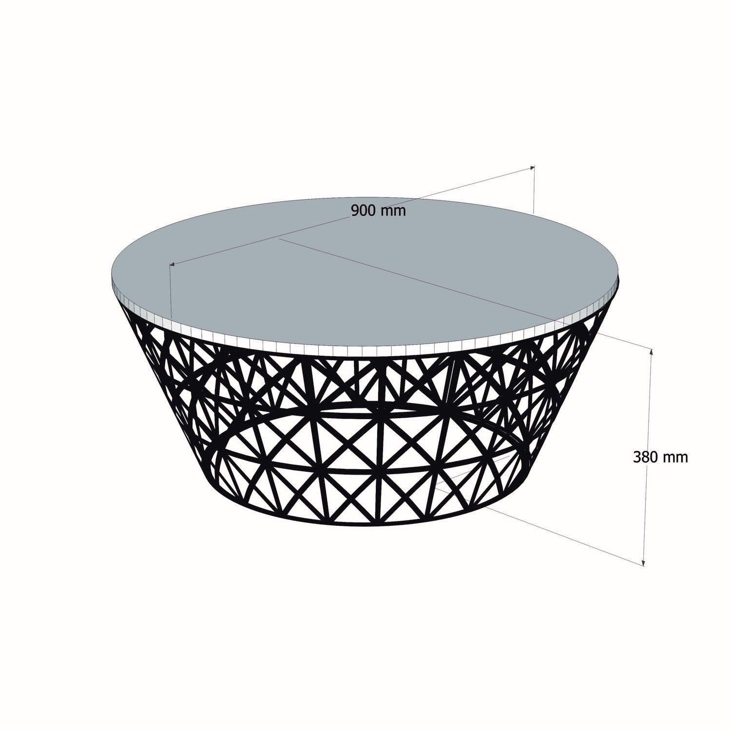 Masuta de cafea Stil, din PAL melaminat, marmura neagra, 90x90x38 cm