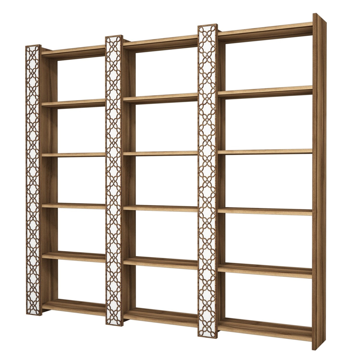 Biblioteca City 3, alb/alun, PAL melaminat, 185x170x24 cm