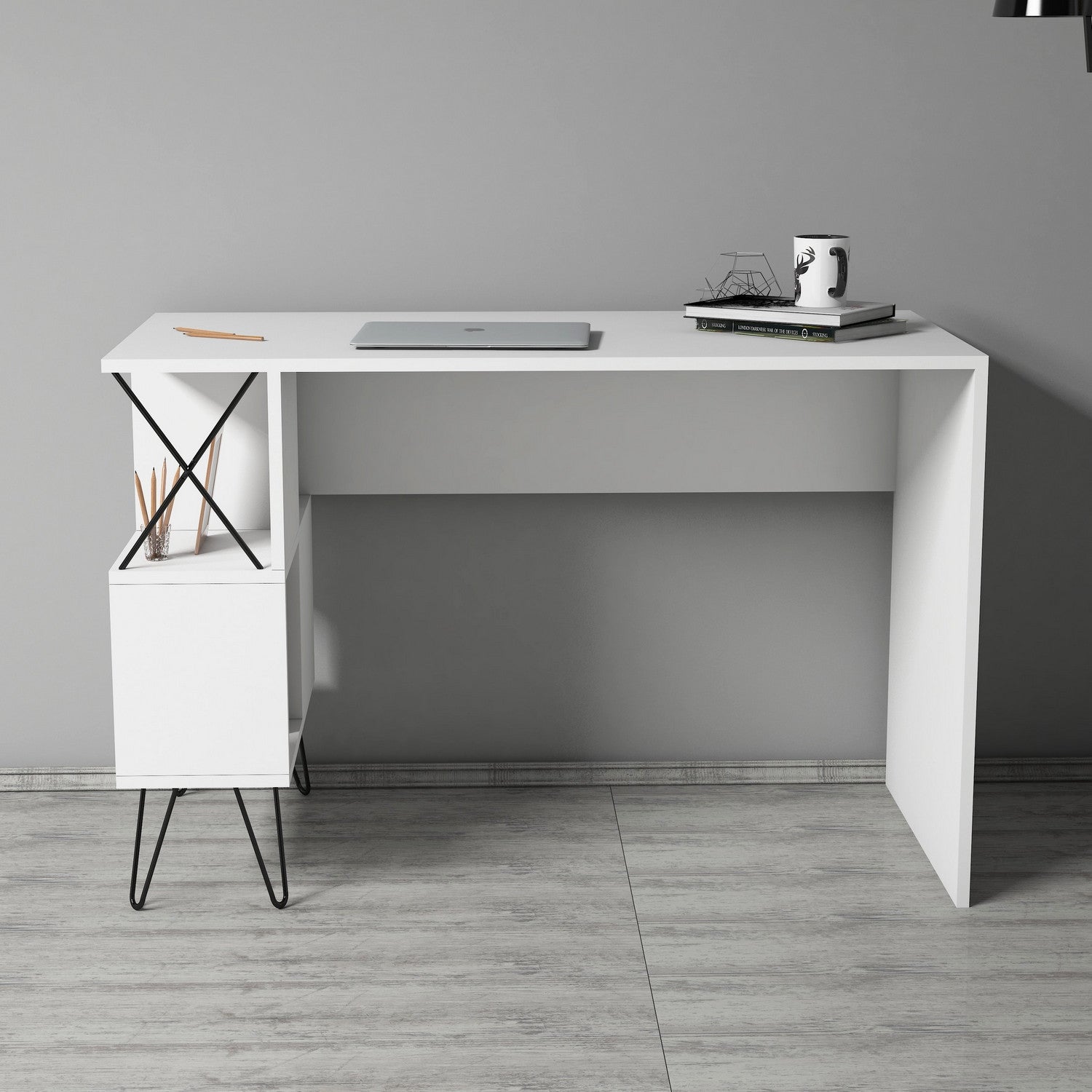 Birou Extra, din PAL melaminat, alb, 120x60x79 cm