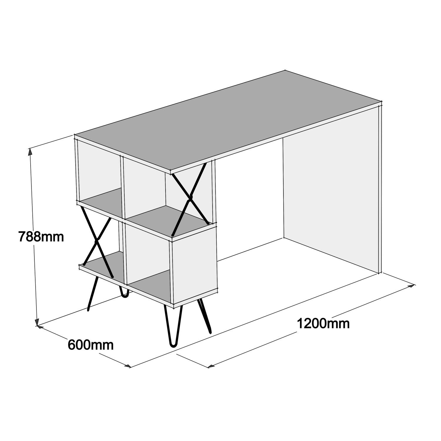 Birou Extra, din PAL melaminat, alb, 120x60x79 cm