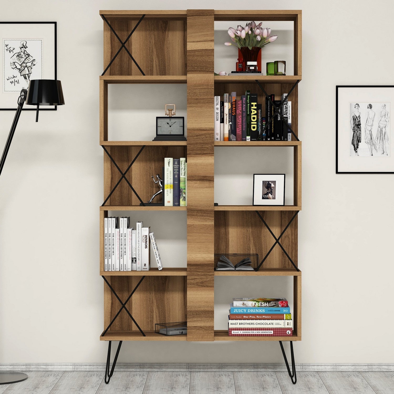 Set mobilier birou Extra 2, nuc/negru, PAL melaminat, 3 piese
