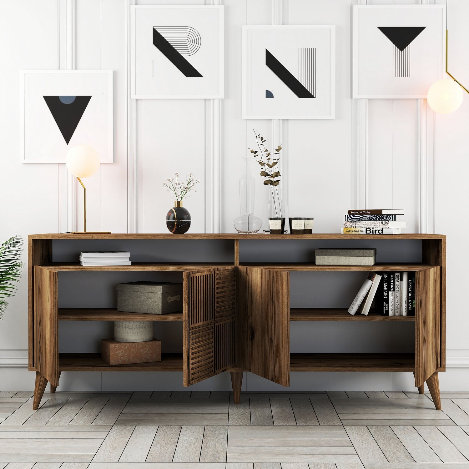 Comoda Milan, din PAL melaminat, alun, 180x35x79