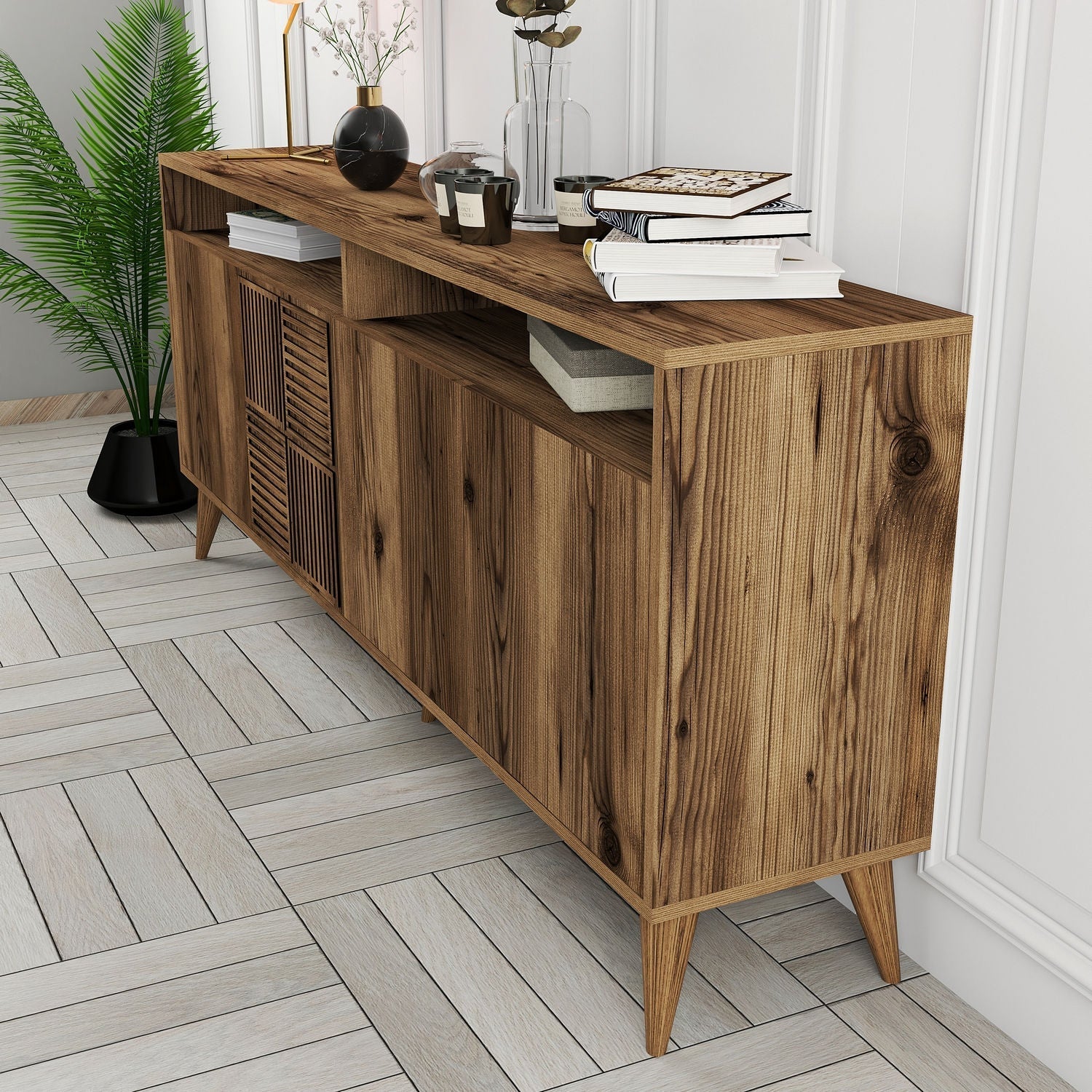 Comoda Milan, din PAL melaminat, alun, 180x35x79