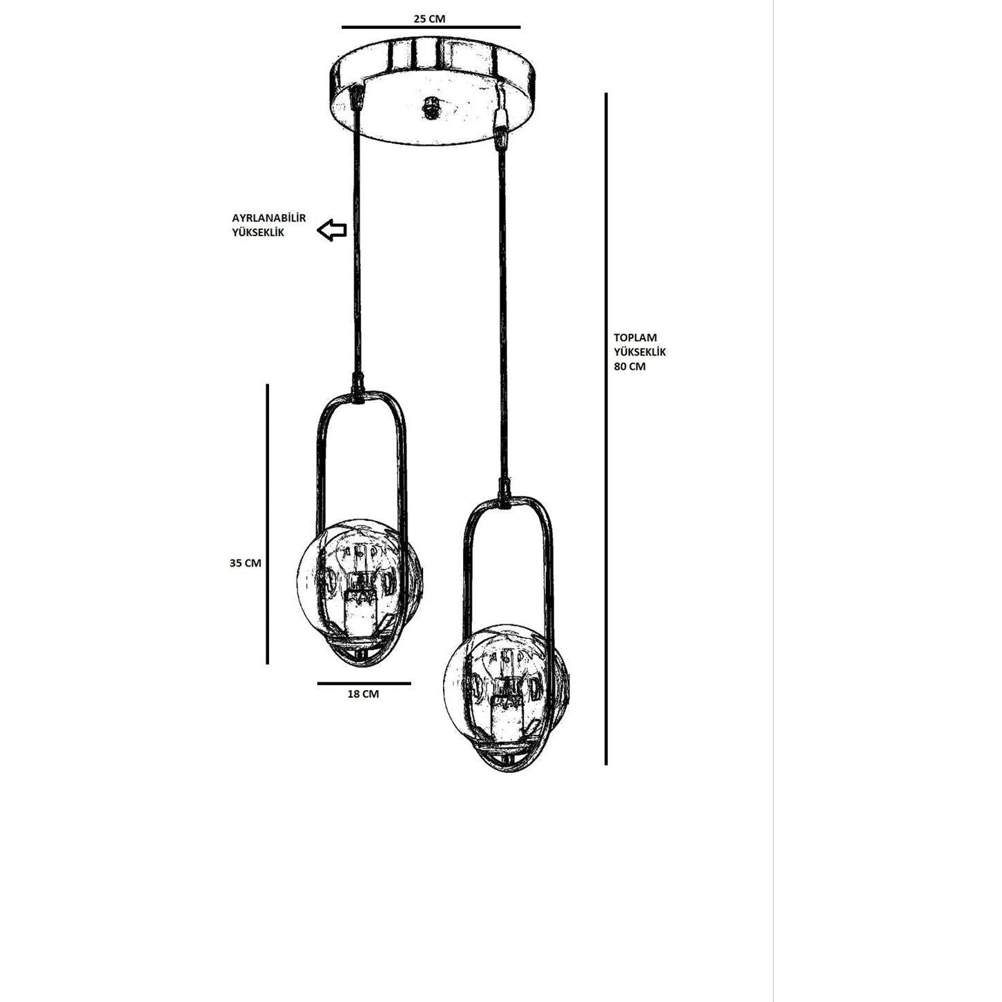 Lampa suspendata Ahu, 2 becuri, cadru metalic/sticla, auriu/alb, 70x25 cm