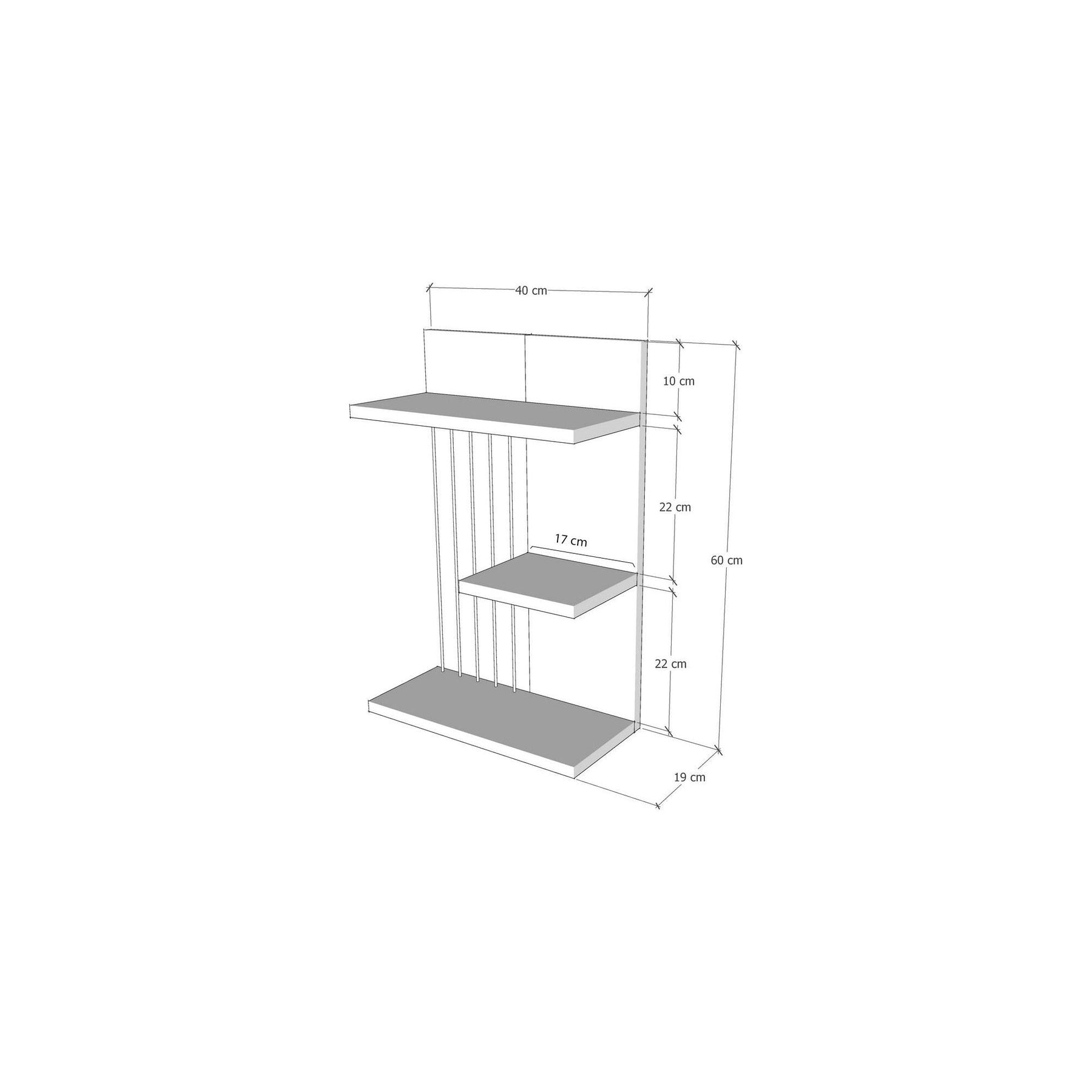 Raft de perete Kinik, antracit, 100% PAL melaminat, 40x60x19 cm