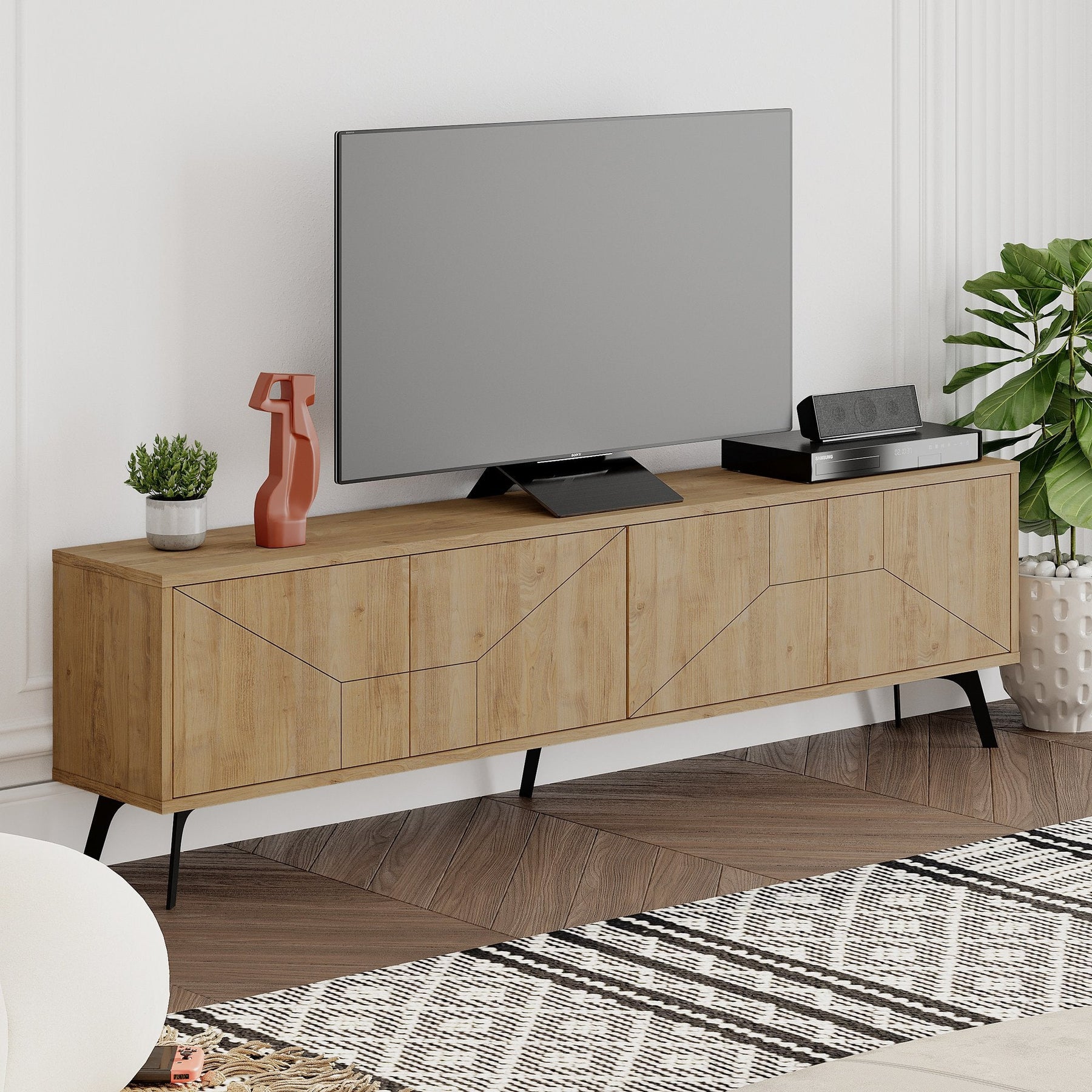 Comoda TV Dune, stejar, PAL, 180x30x50 cm