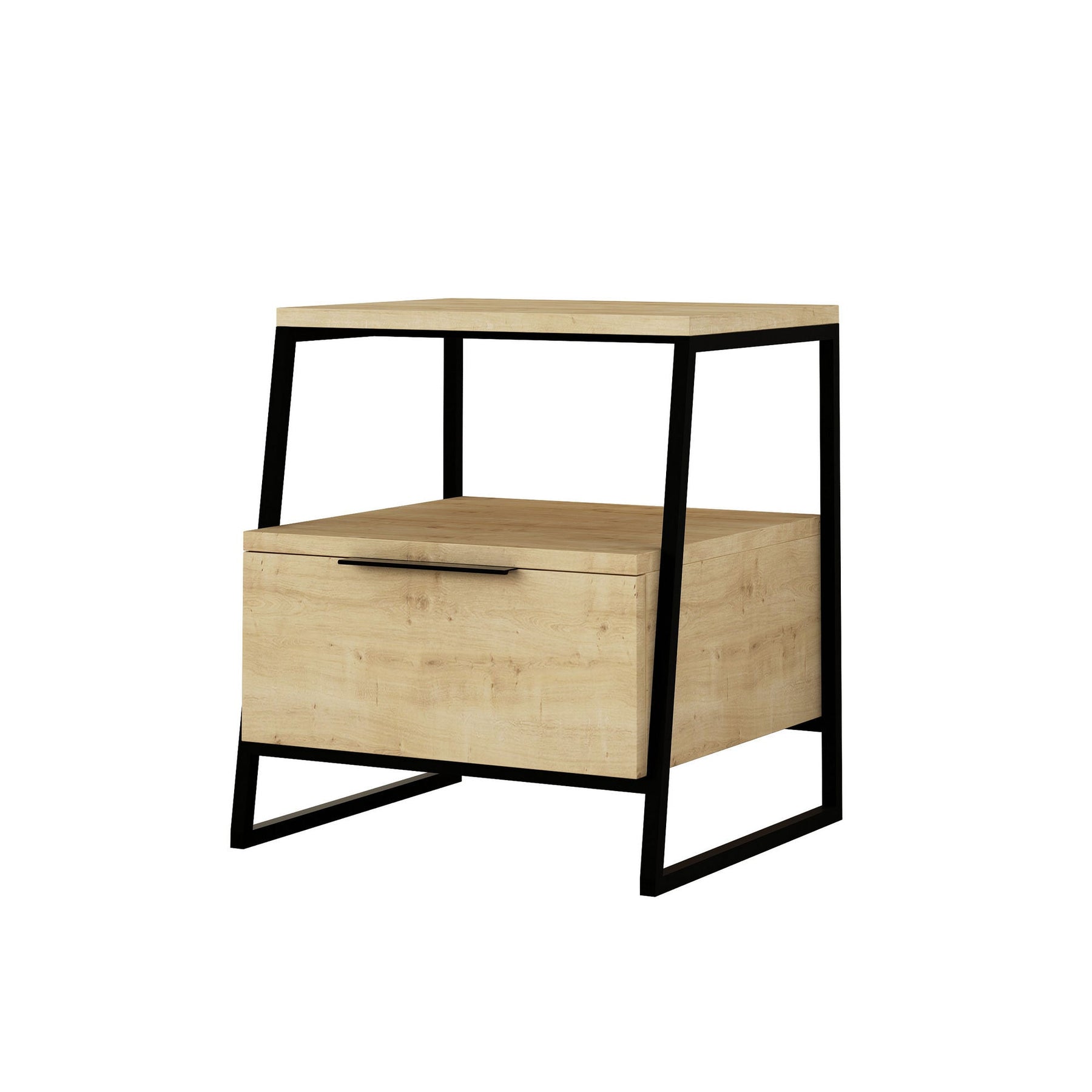 Noptiera Pal 855DTE3548, stejar/negru, PAL/metal, 45x41x50cm