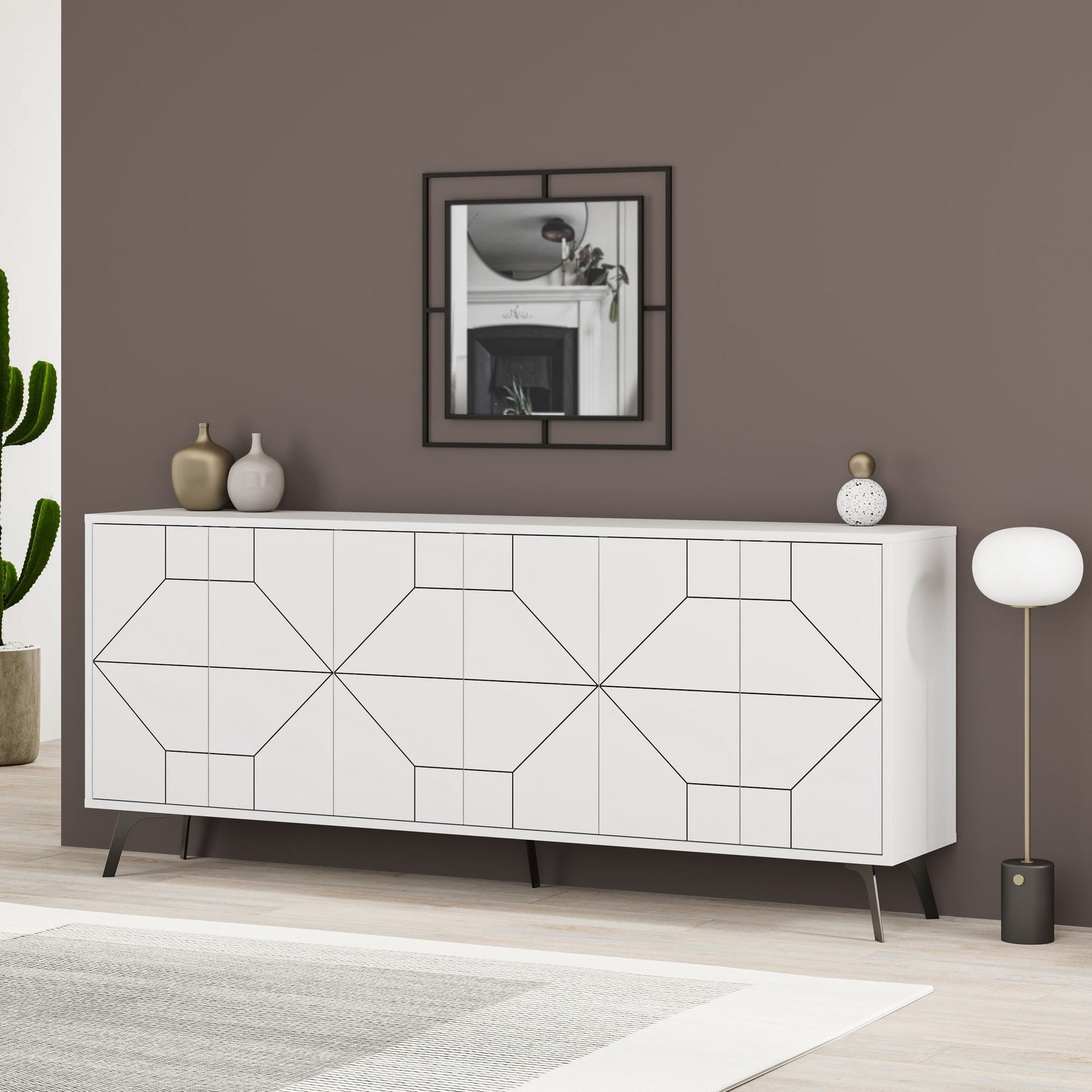 Comoda Dune 183, alb, PAL, 184x35x77 cm
