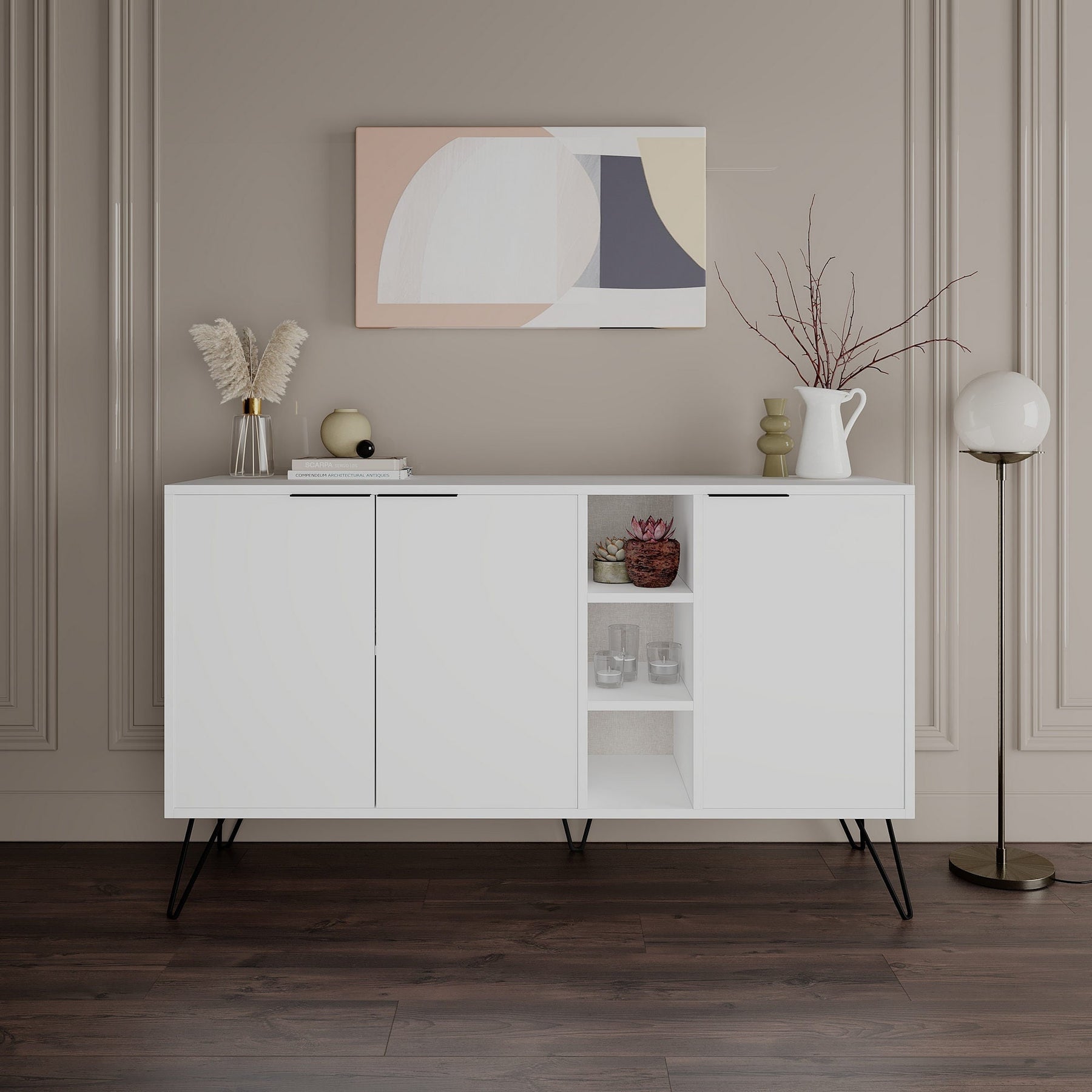 Comoda Clara, alb, PAL, 142x36x83 cm