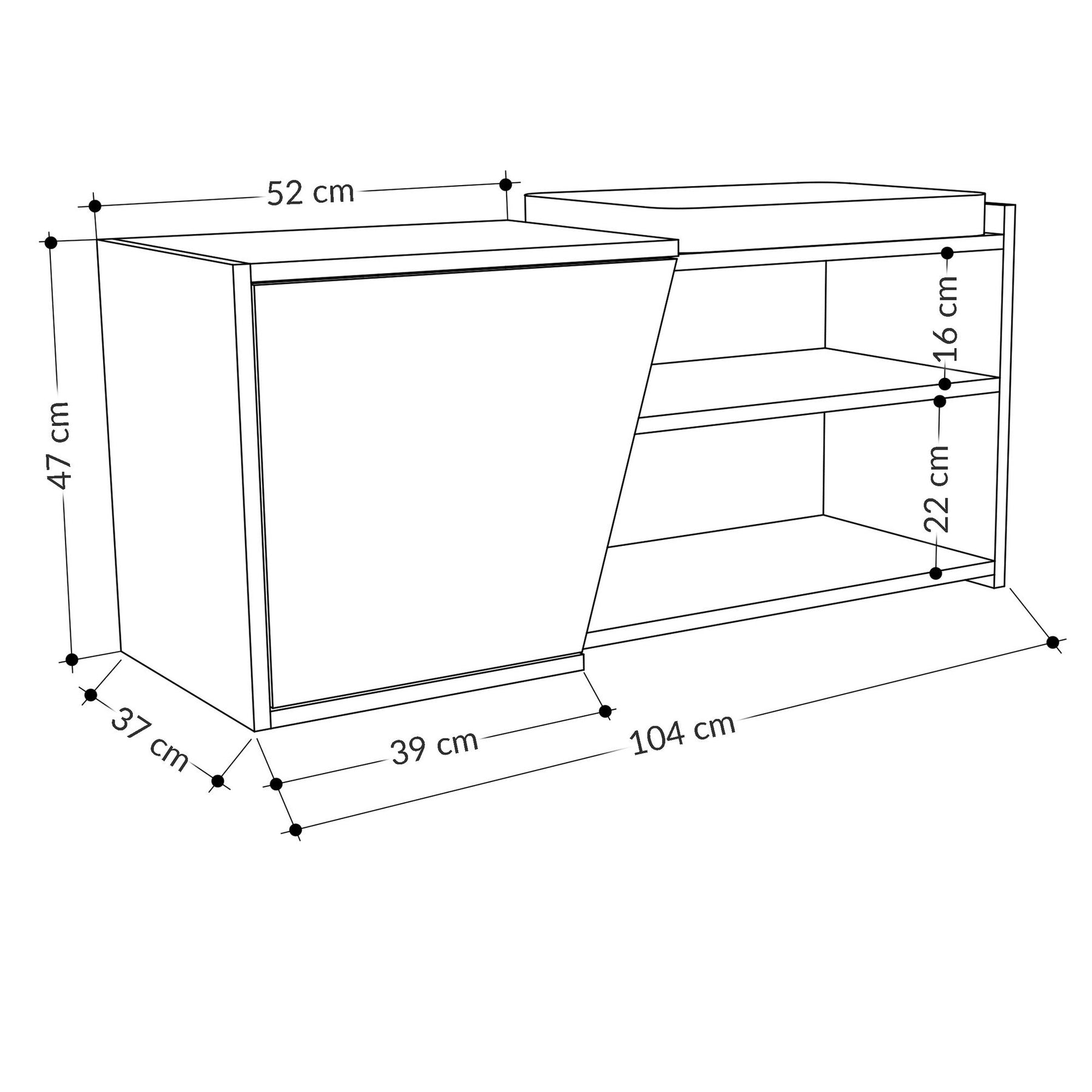 Pantofar Fiona, gri/stejar, PAL melaminat, 104x37x47 cm