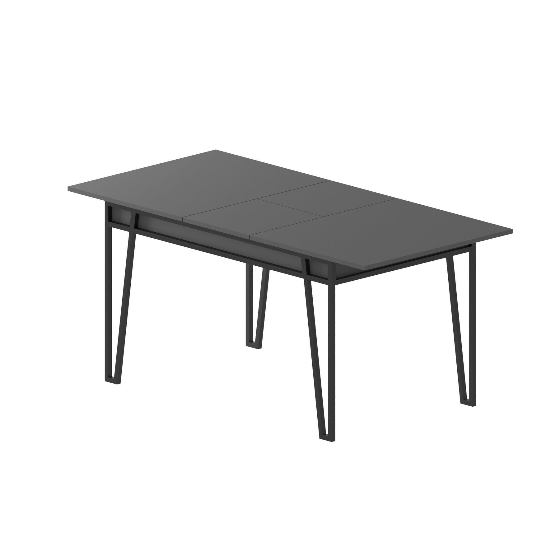 Masa extensibila Pal, gri/negru, PAL melaminat/metal, 132x76x80/170x76x80 cm