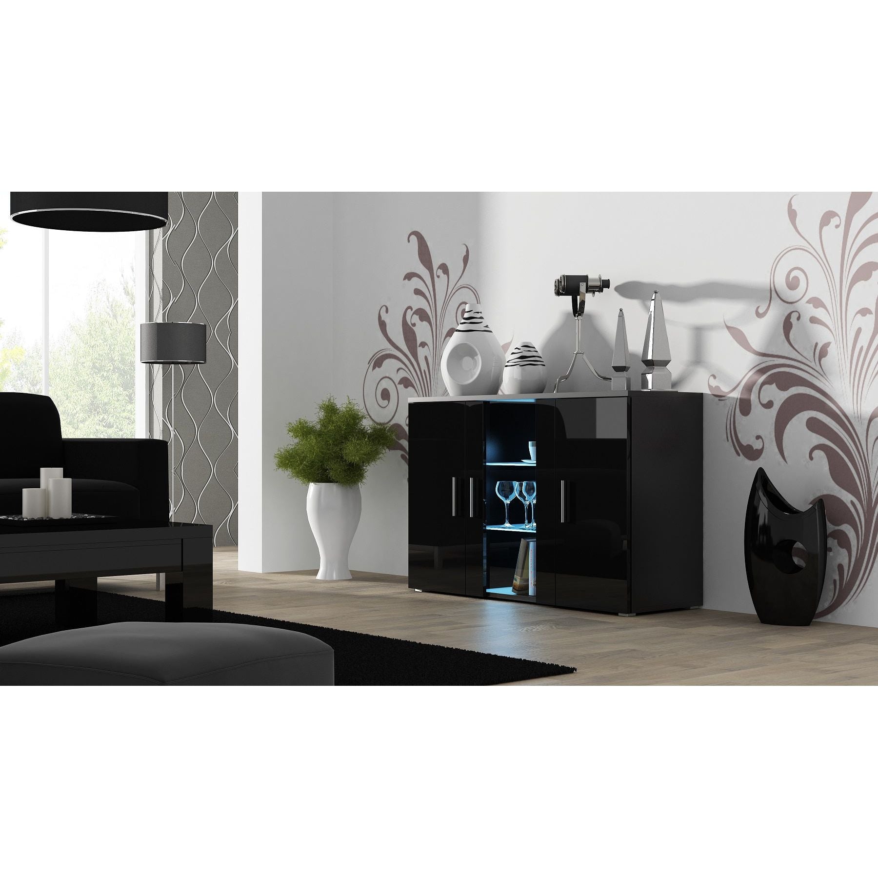 Comoda SOHO, negru, 120x41x80 cm