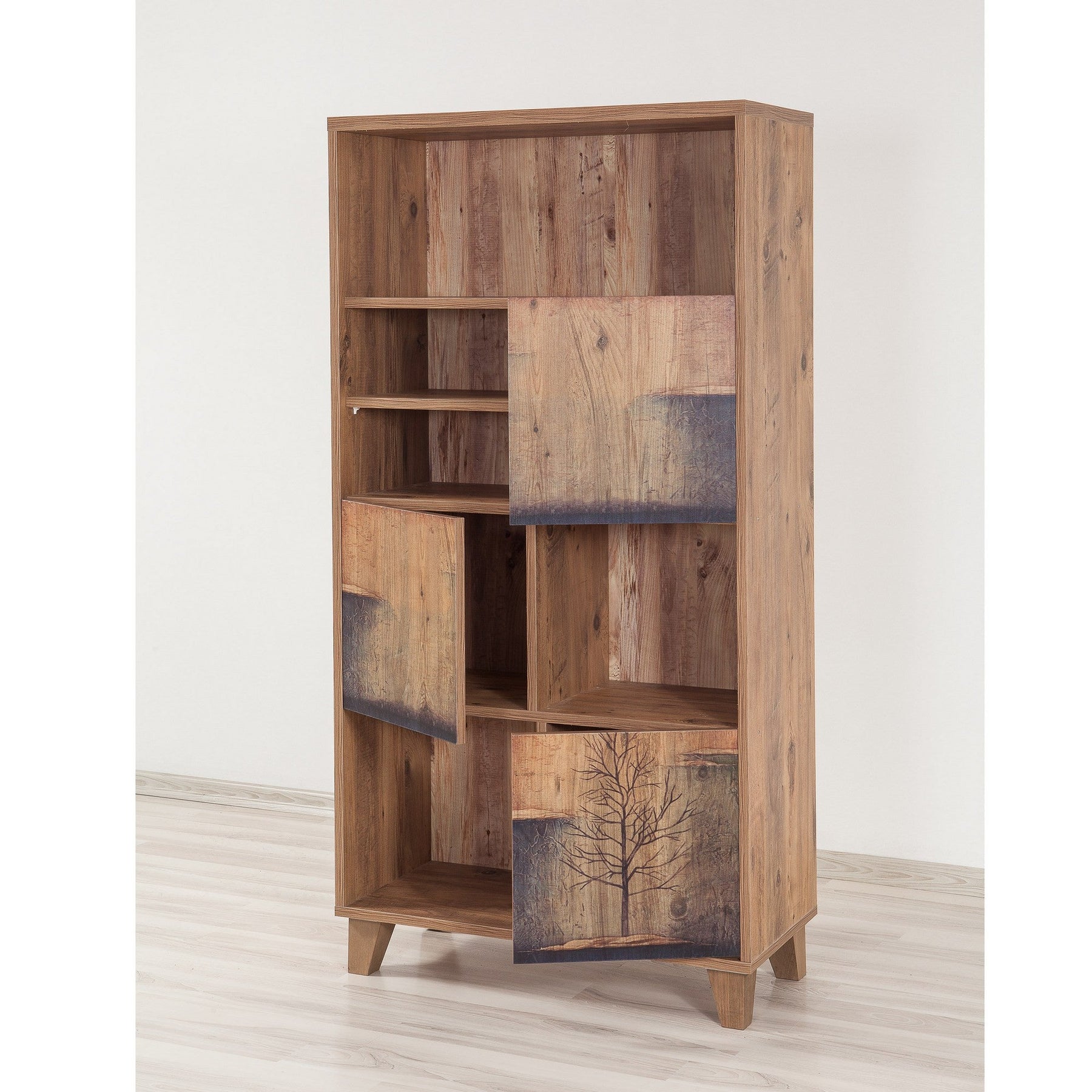 Biblioteca Marina Flora - 753, din PAL melaminat, 80x36x155 cm