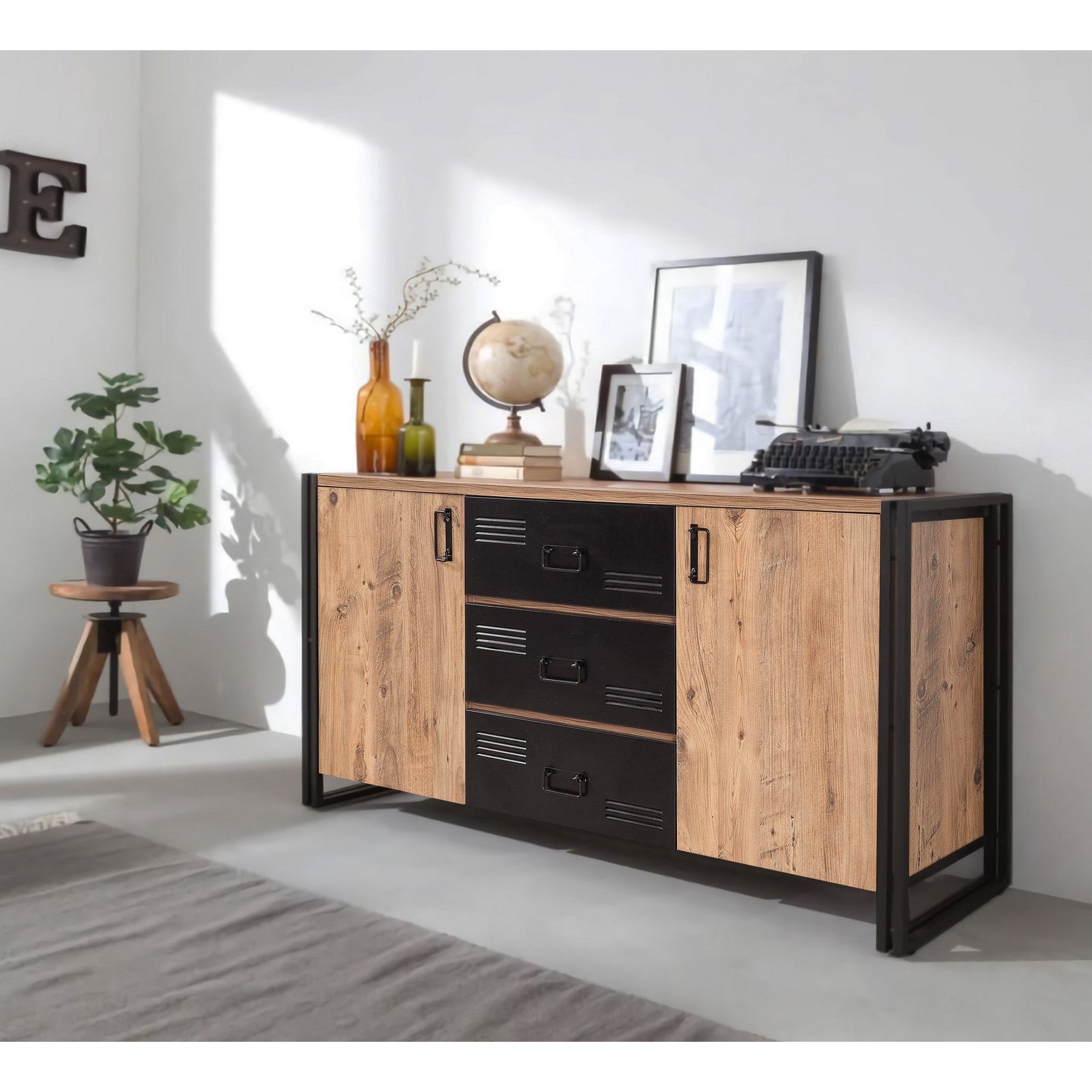 Comoda Cosmo Rio, stejar, PAL melaminat, 160x80x45 cm