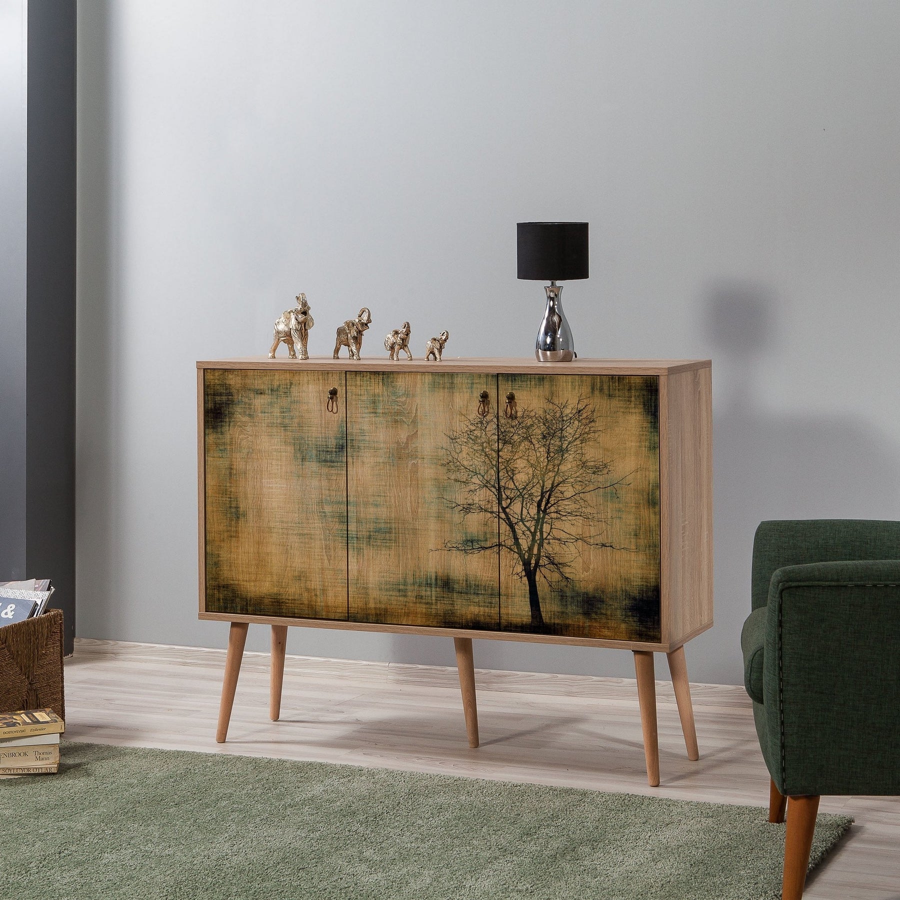 Comoda Mega, din PAL melaminat, imprimeu, 120x36x90 cm